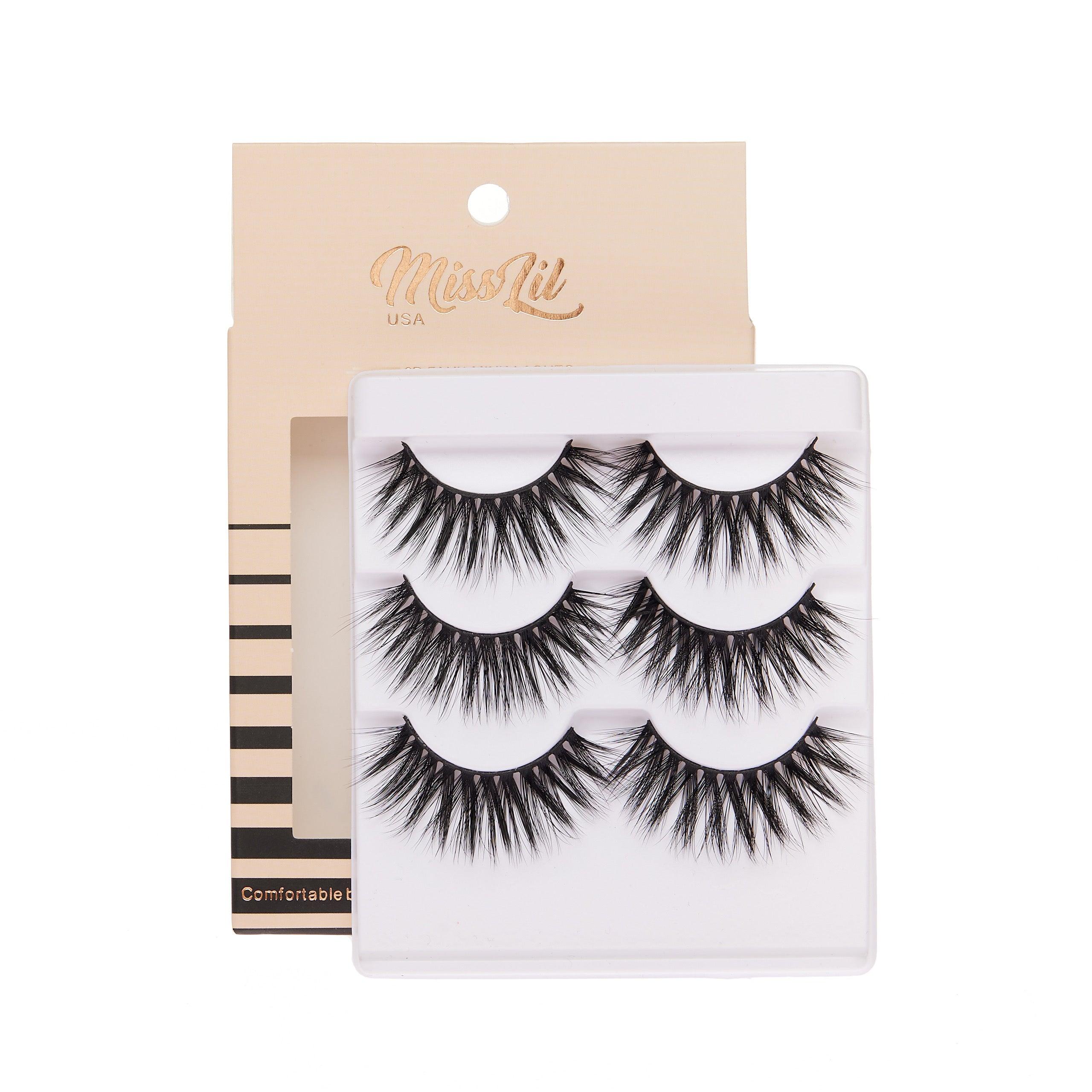 3-Pair Faux 9D Mink Eyelashes - Luxury Collection #11 - Pack of 3 - Miss Lil USA