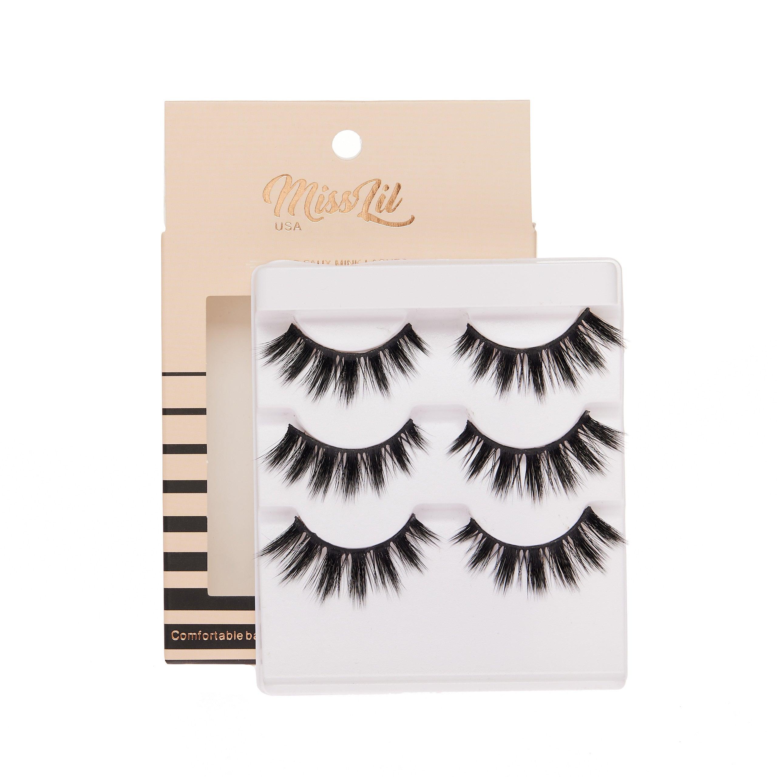3-Pair Faux 9D Mink Eyelashes - Luxury Collection #12 - Pack of 3 - Miss Lil USA