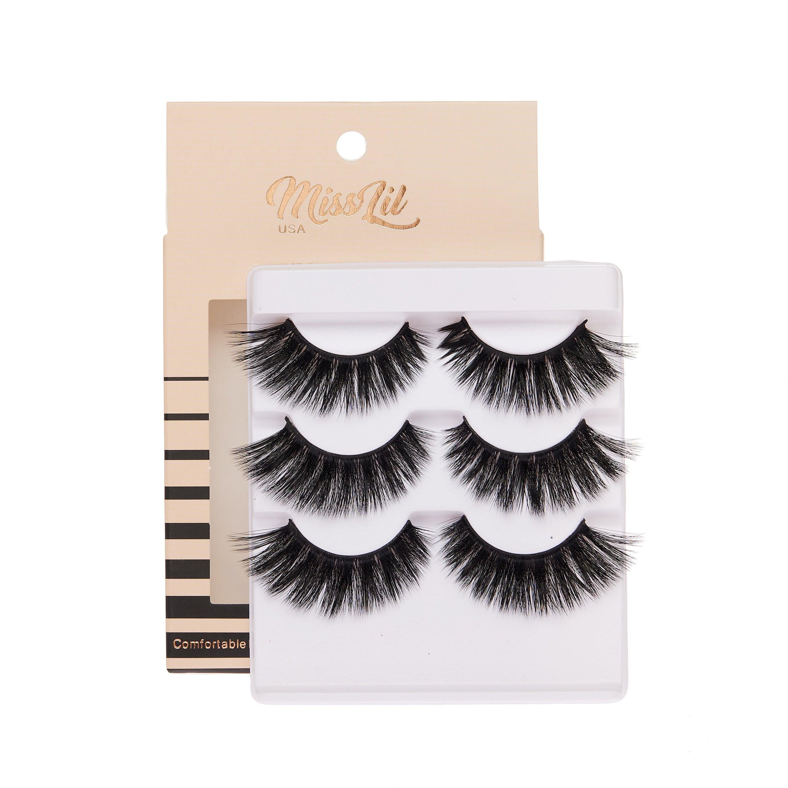 3-Pair Faux 9D Mink Eyelashes - Luxury Collection #13 - Pack of 3 - Miss Lil USA