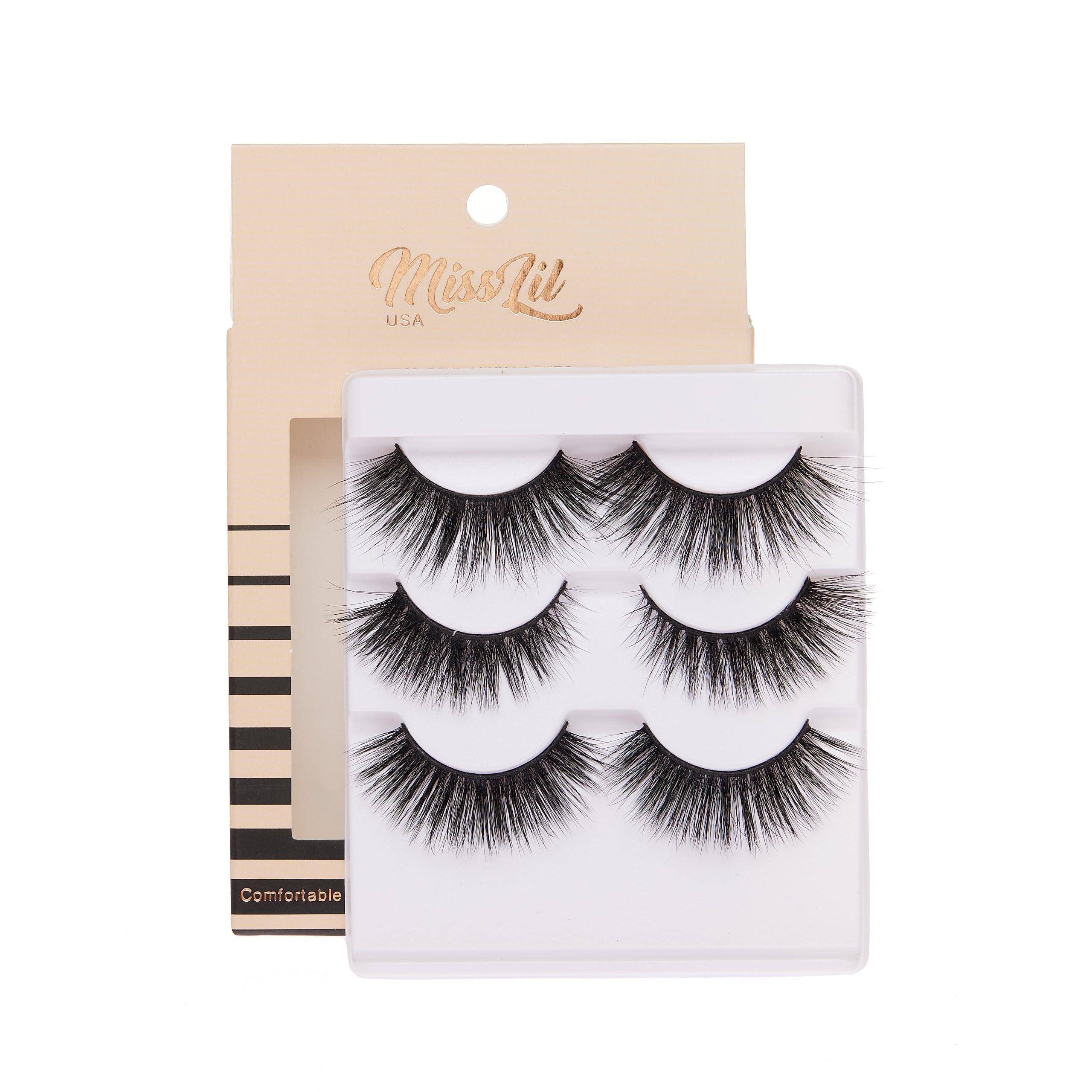 3-Pair Faux 9D Mink Eyelashes - Luxury Collection #17 - Pack of 12 - Miss Lil USA