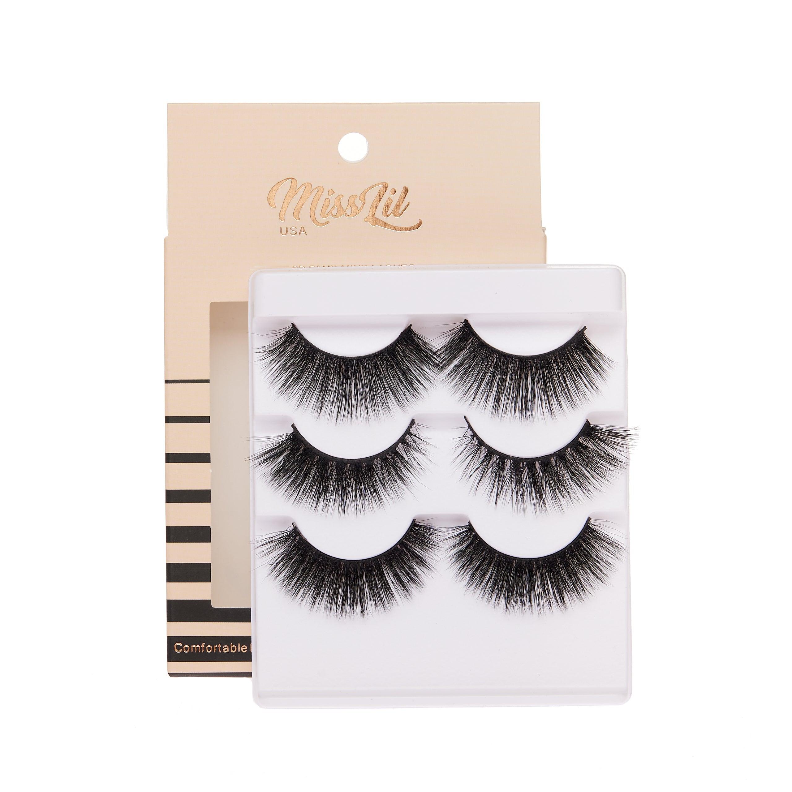 3-Pair Faux 9D Mink Eyelashes - Luxury Collection #18 - Pack of 12 - Miss Lil USA