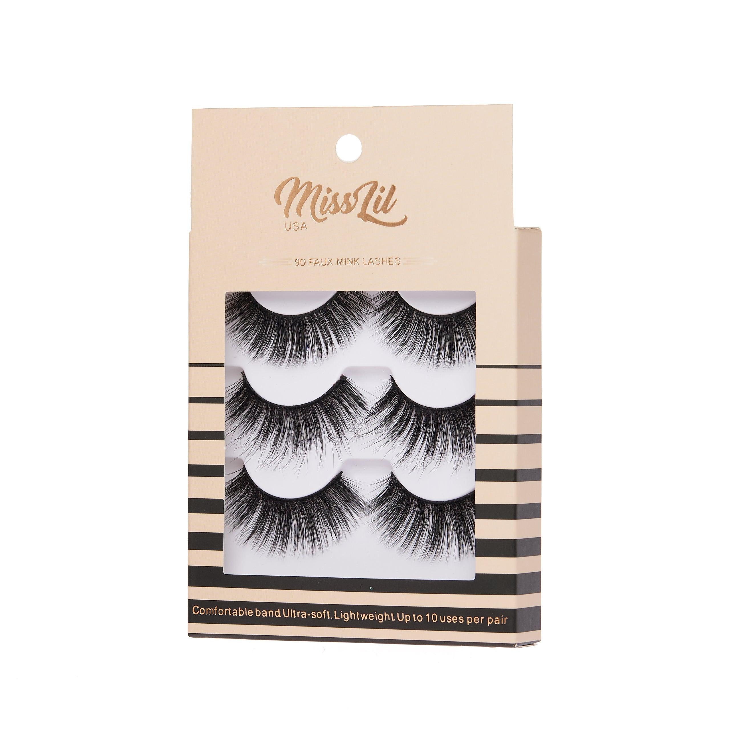 3-Pair Faux 9D Mink Eyelashes - Luxury Collection #19 - Pack of 12 - Miss Lil USA