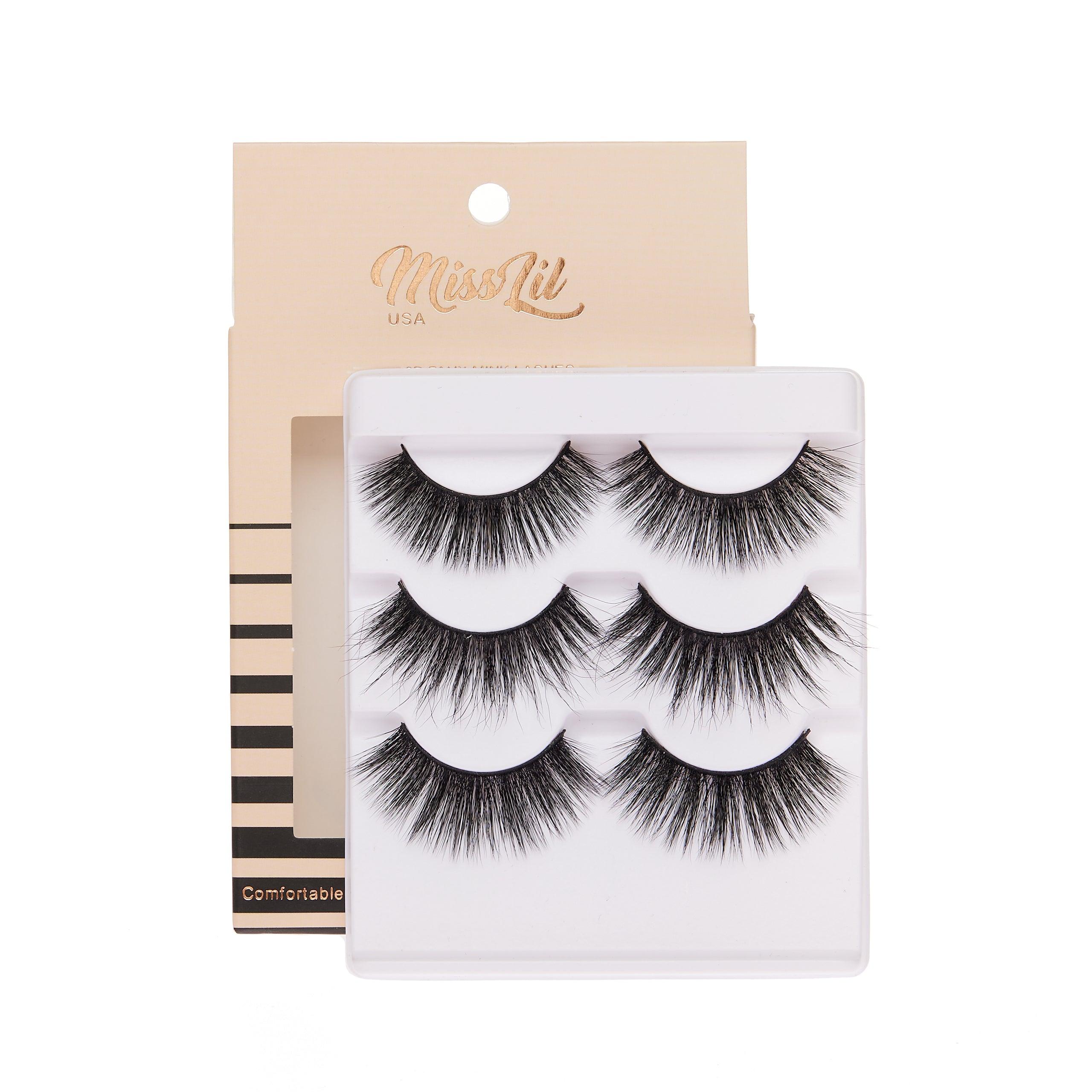 3-Pair Faux 9D Mink Eyelashes - Luxury Collection #19 - Pack of 3 - Miss Lil USA