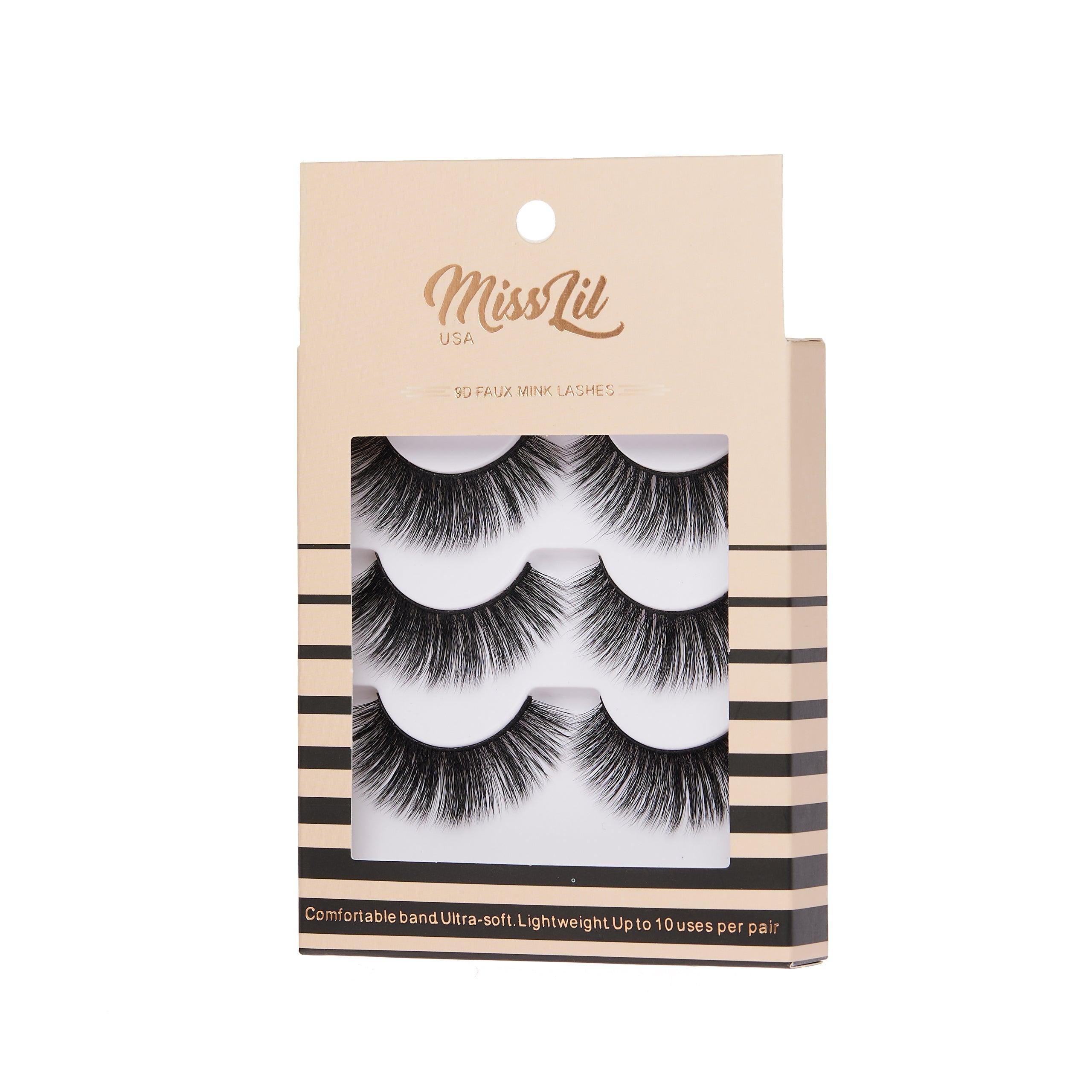 3-Pair Faux 9D Mink Eyelashes - Luxury Collection #20 - Pack of 12 - Miss Lil USA