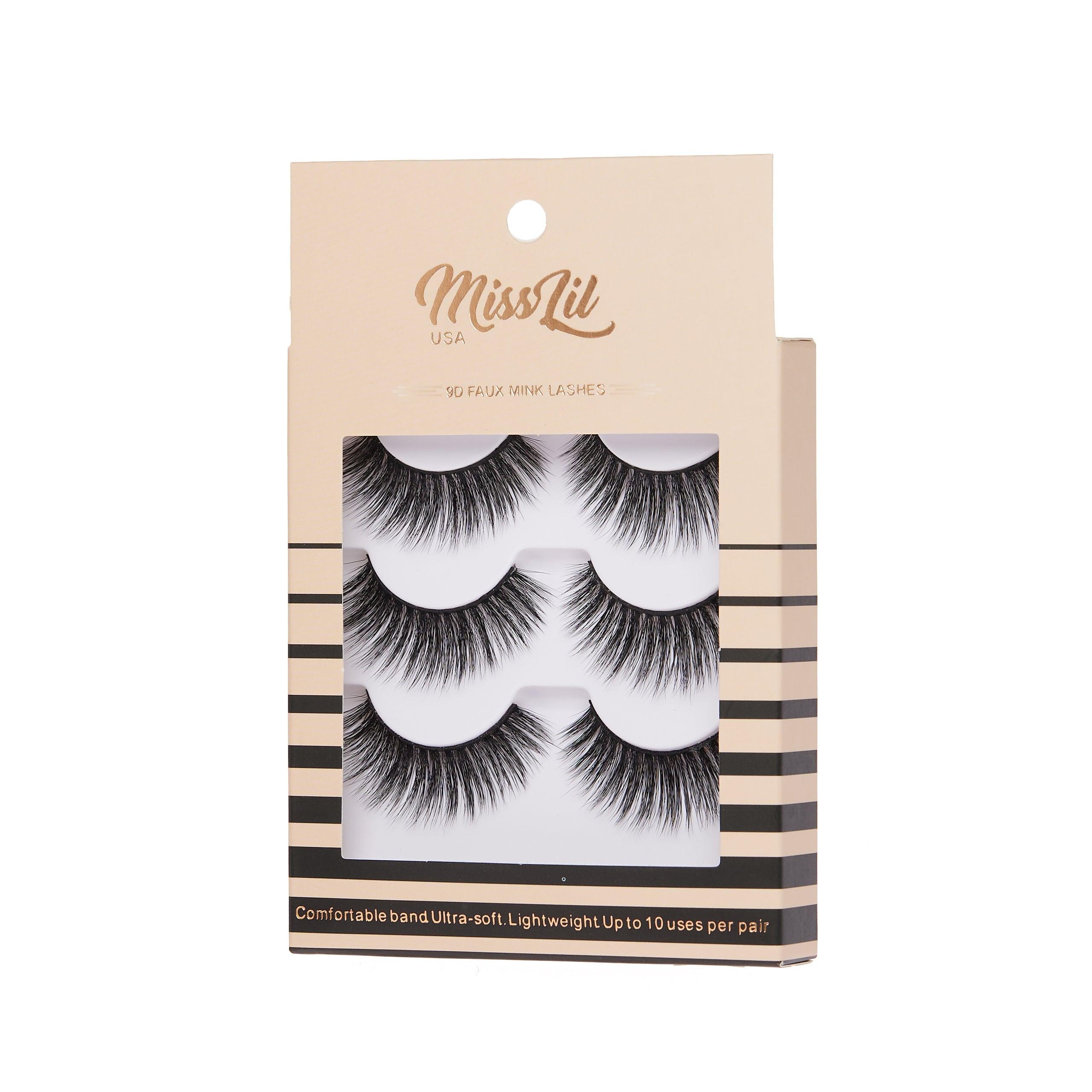 3-Pair Faux 9D Mink Eyelashes - Luxury Collection #21 - Pack of 12 - Miss Lil USA