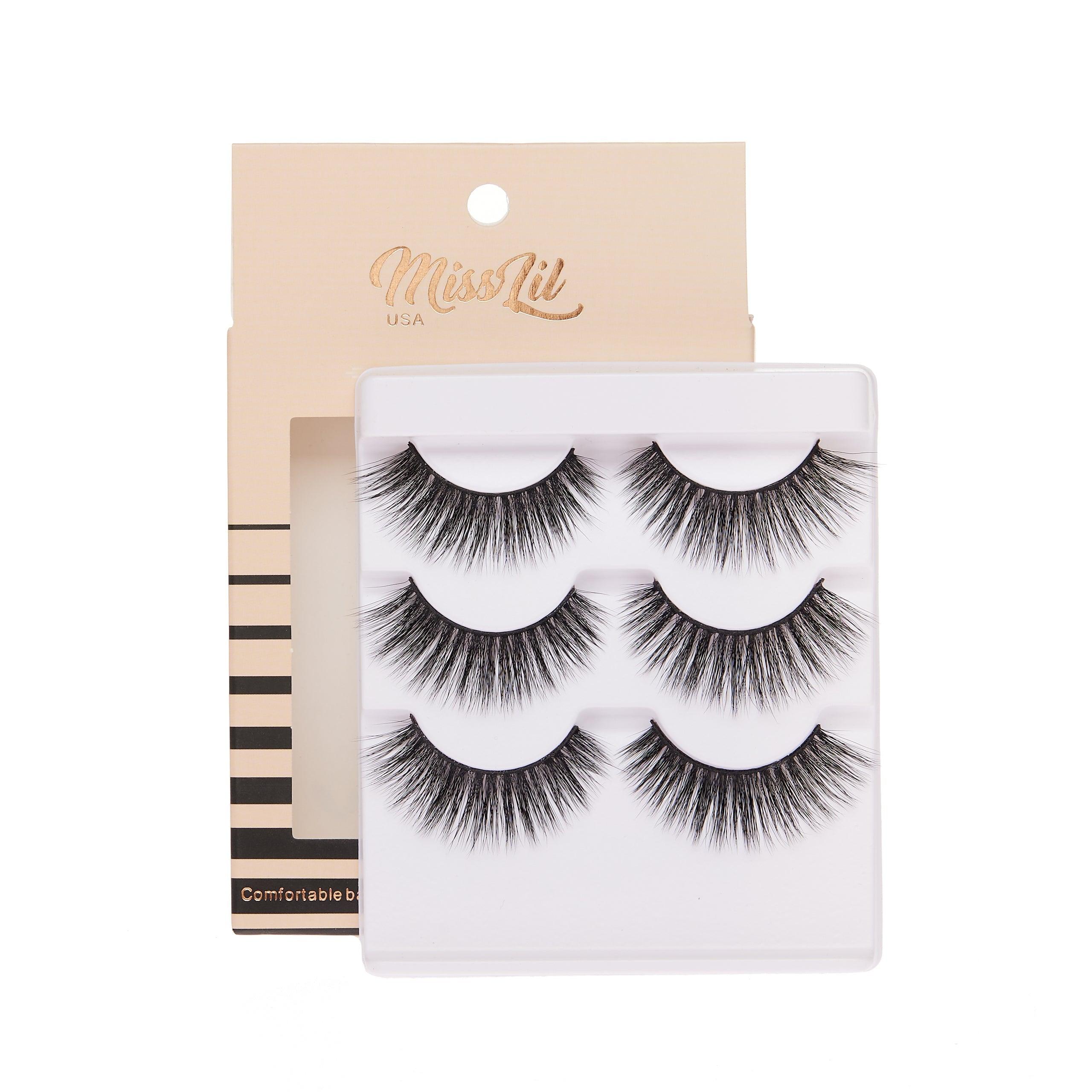3-Pair Faux 9D Mink Eyelashes - Luxury Collection #21 - Pack of 12 - Miss Lil USA