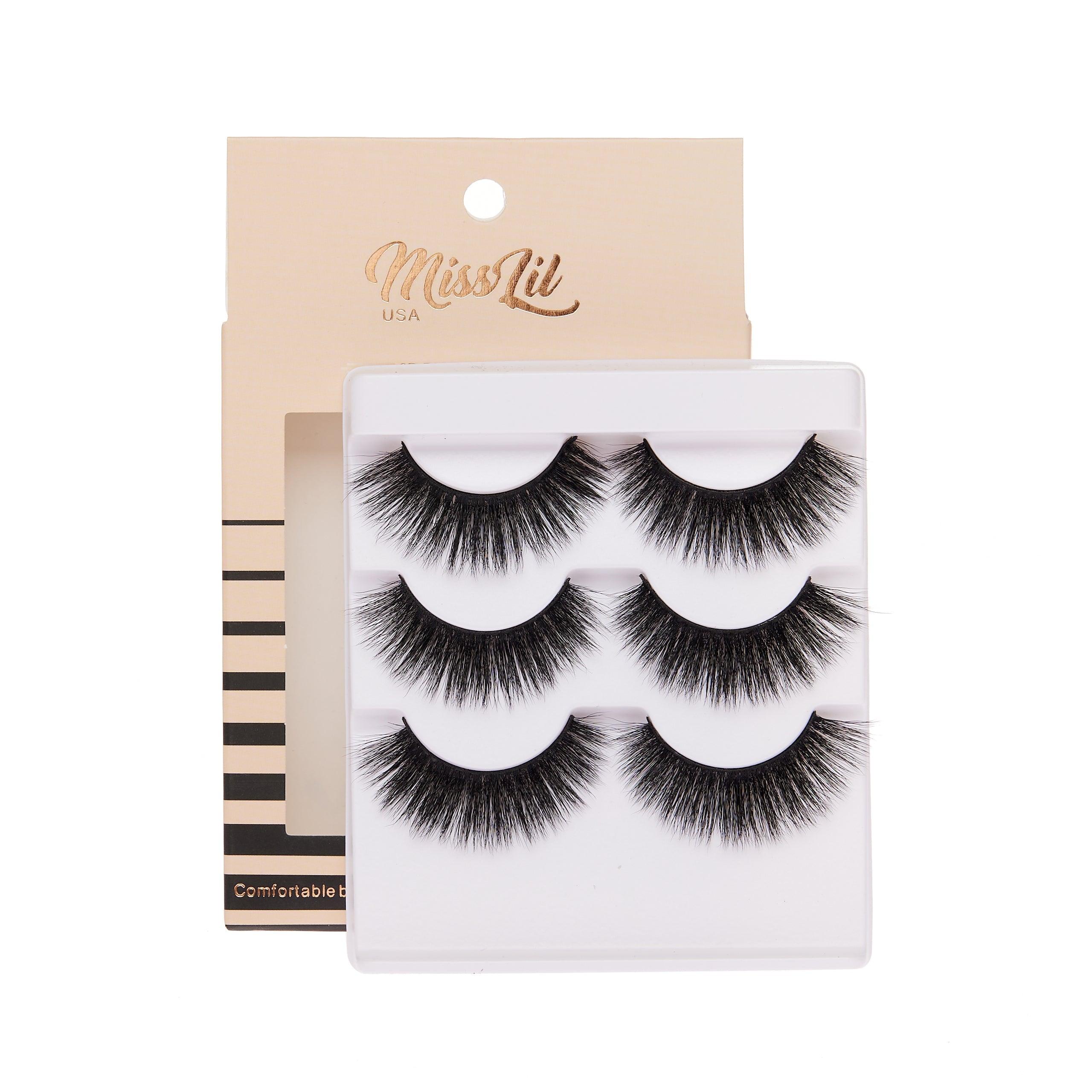 3-Pair Faux 9D Mink Eyelashes - Luxury Collection #22 - Pack of 12 - Miss Lil USA