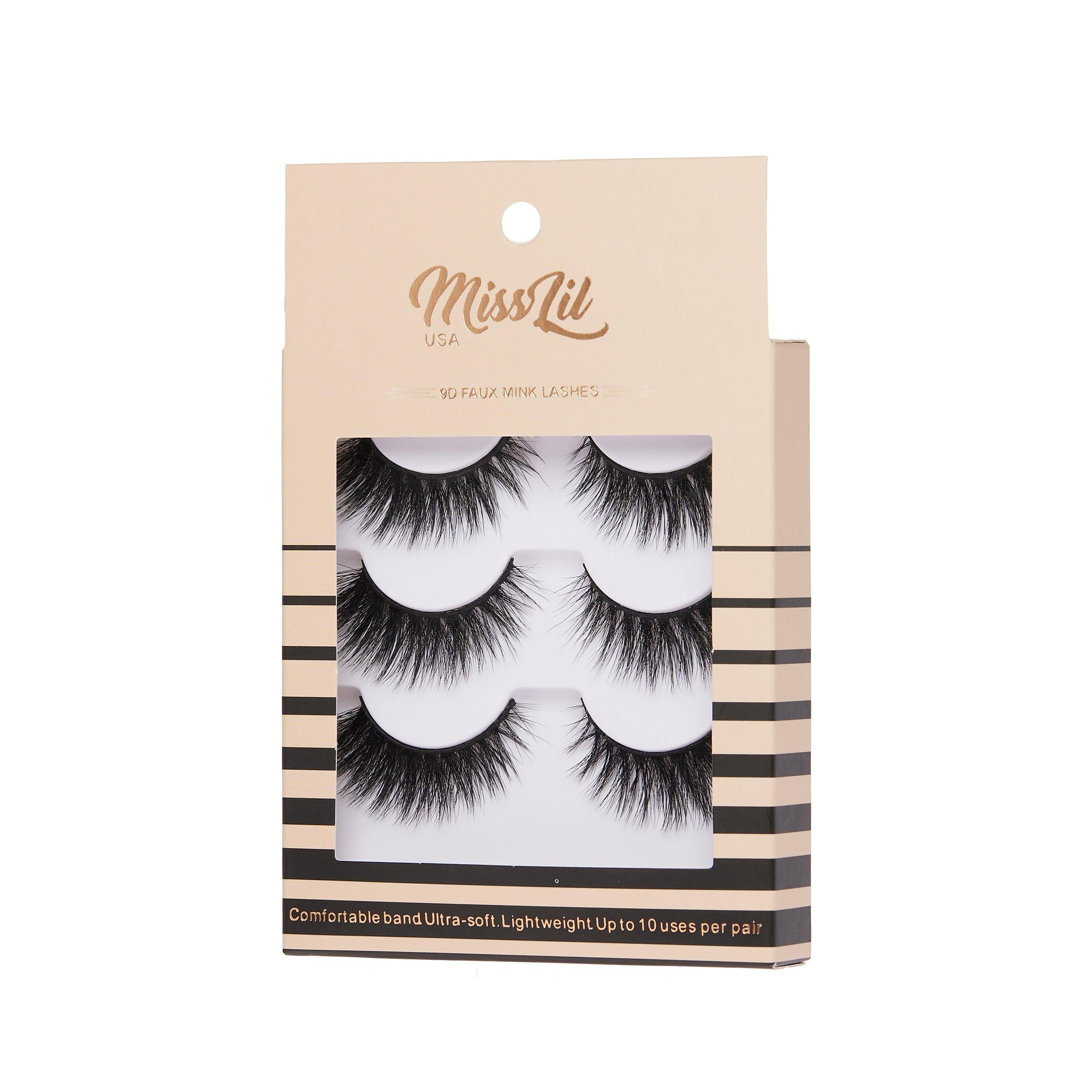 3-Pair Faux 9D Mink Eyelashes - Luxury Collection #23 - Pack of 23 - Miss Lil USA