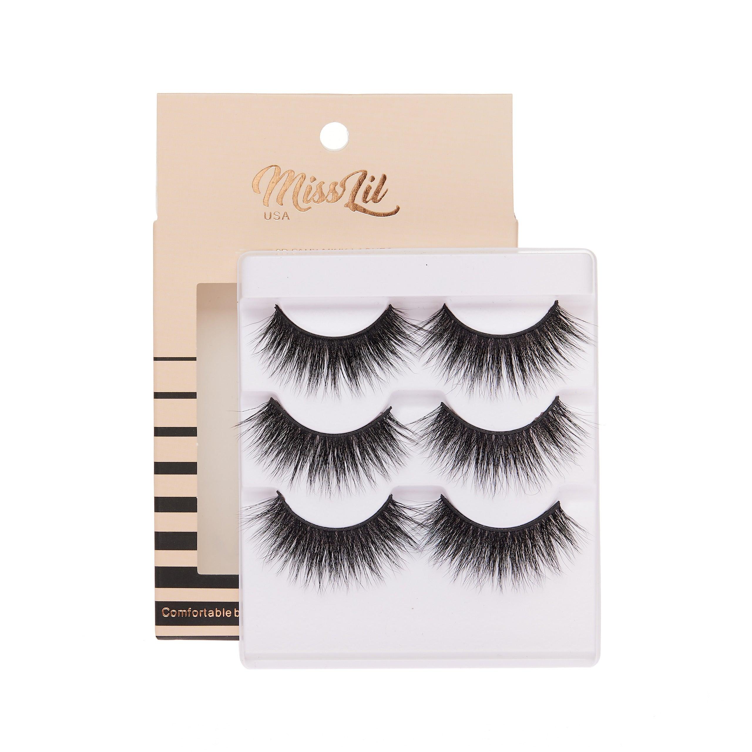 3-Pair Faux 9D Mink Eyelashes - Luxury Collection #27 - Pack of 3 - Miss Lil USA