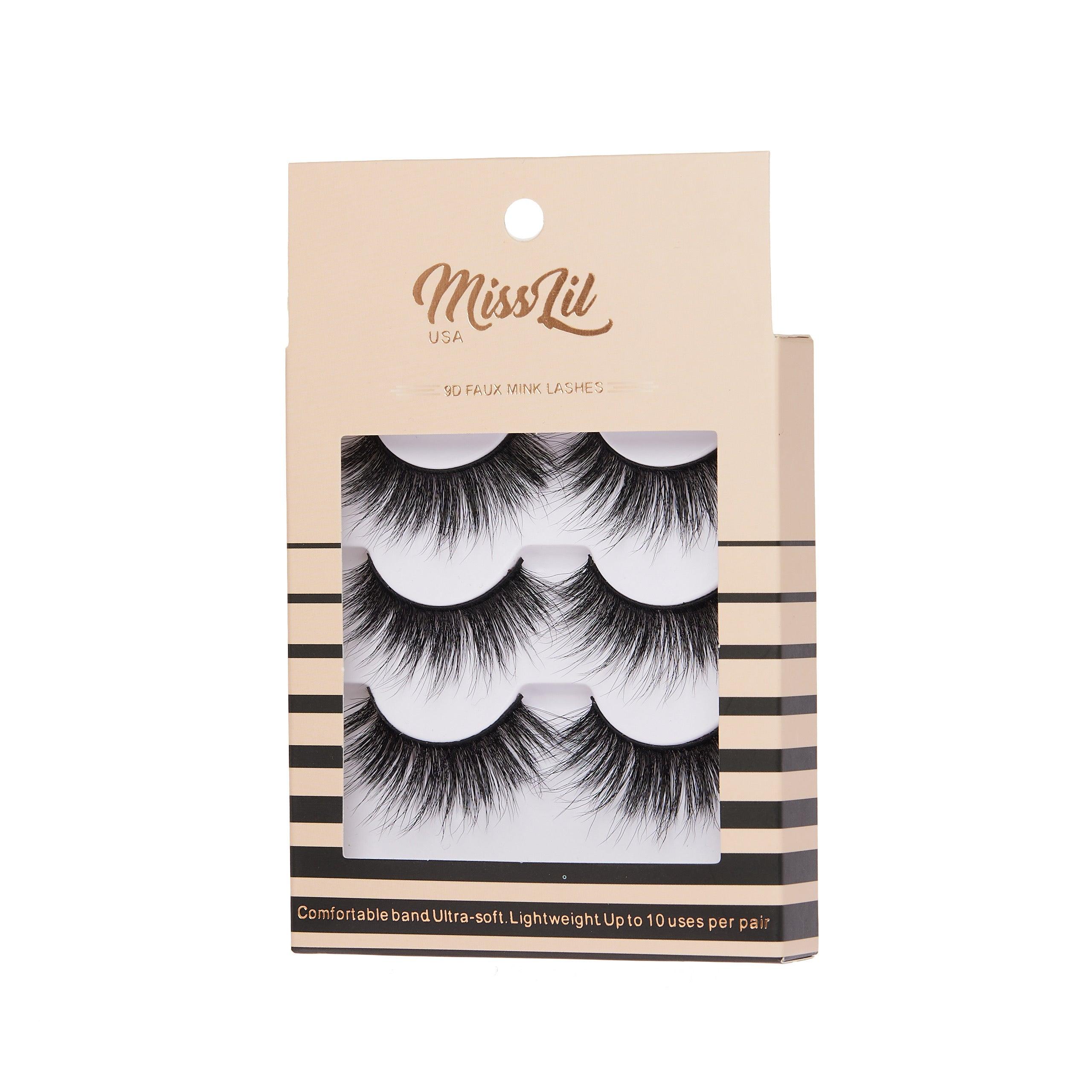 3-Pair Faux 9D Mink Eyelashes - Luxury Collection #29 - Pack of 3 - Miss Lil USA