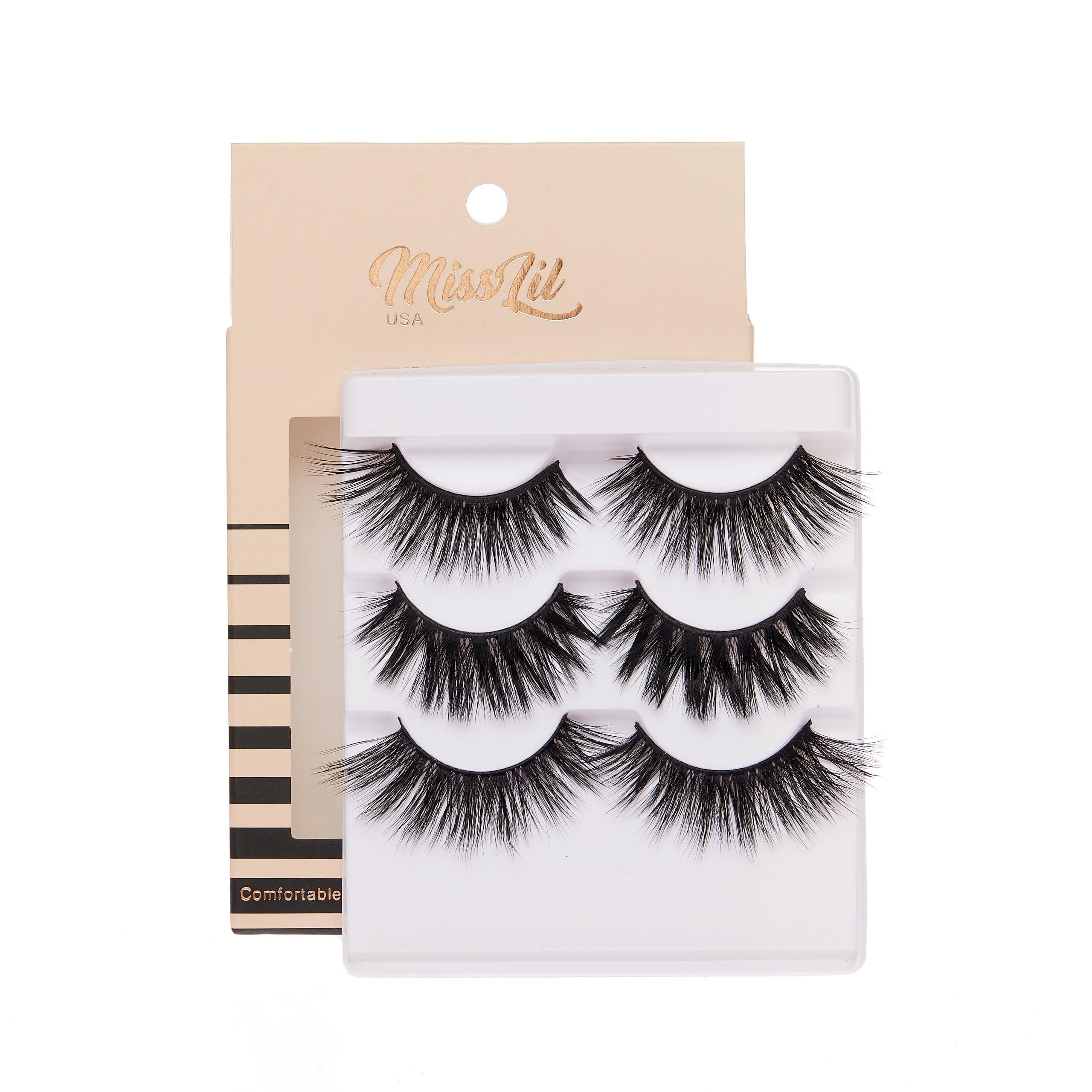 3-Pair Faux 9D Mink Eyelashes - Luxury Collection #5 - Pack of 12 - Miss Lil USA