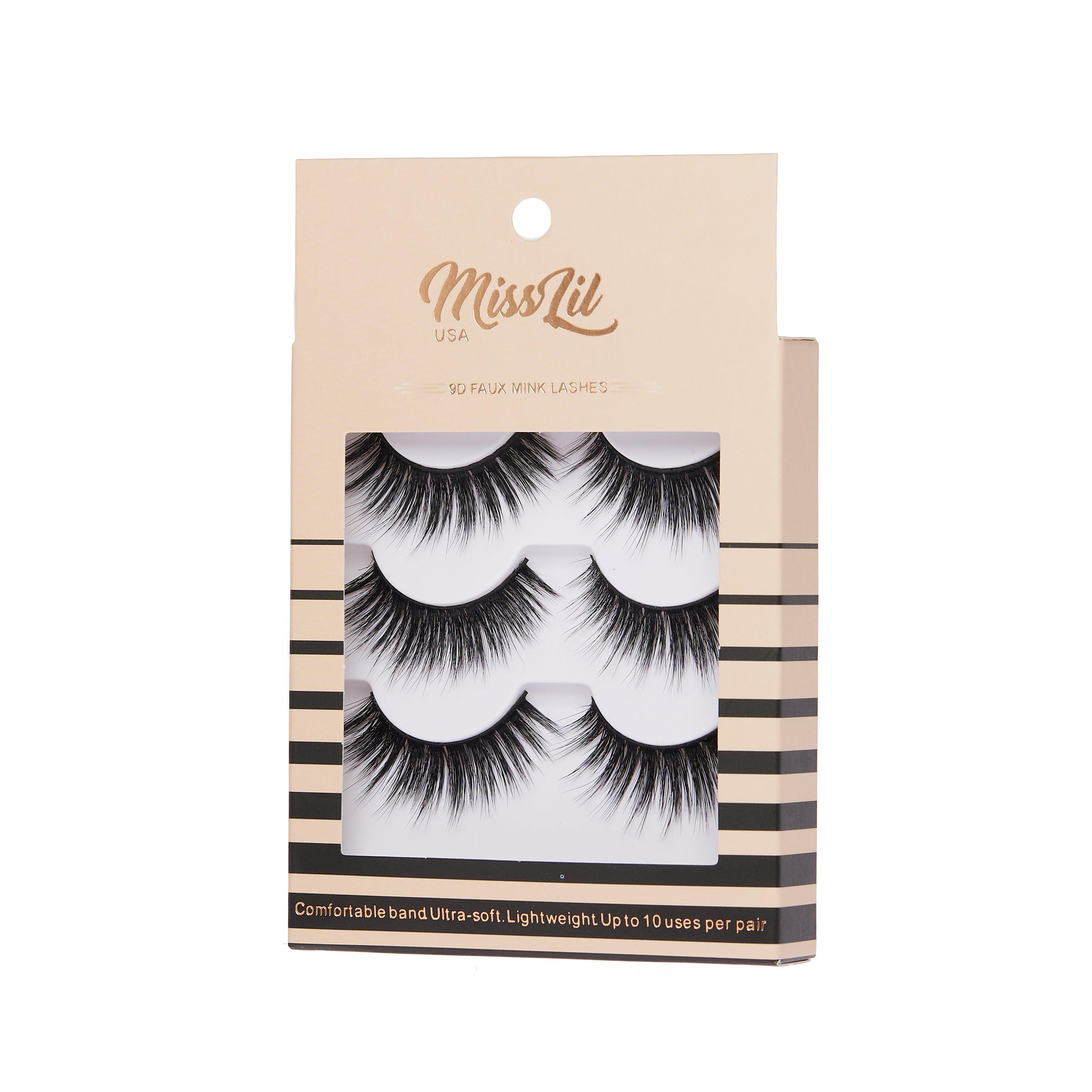 3-Pair Faux 9D Mink Eyelashes - Luxury Collection #8 - Pack of 3 - Miss Lil USA