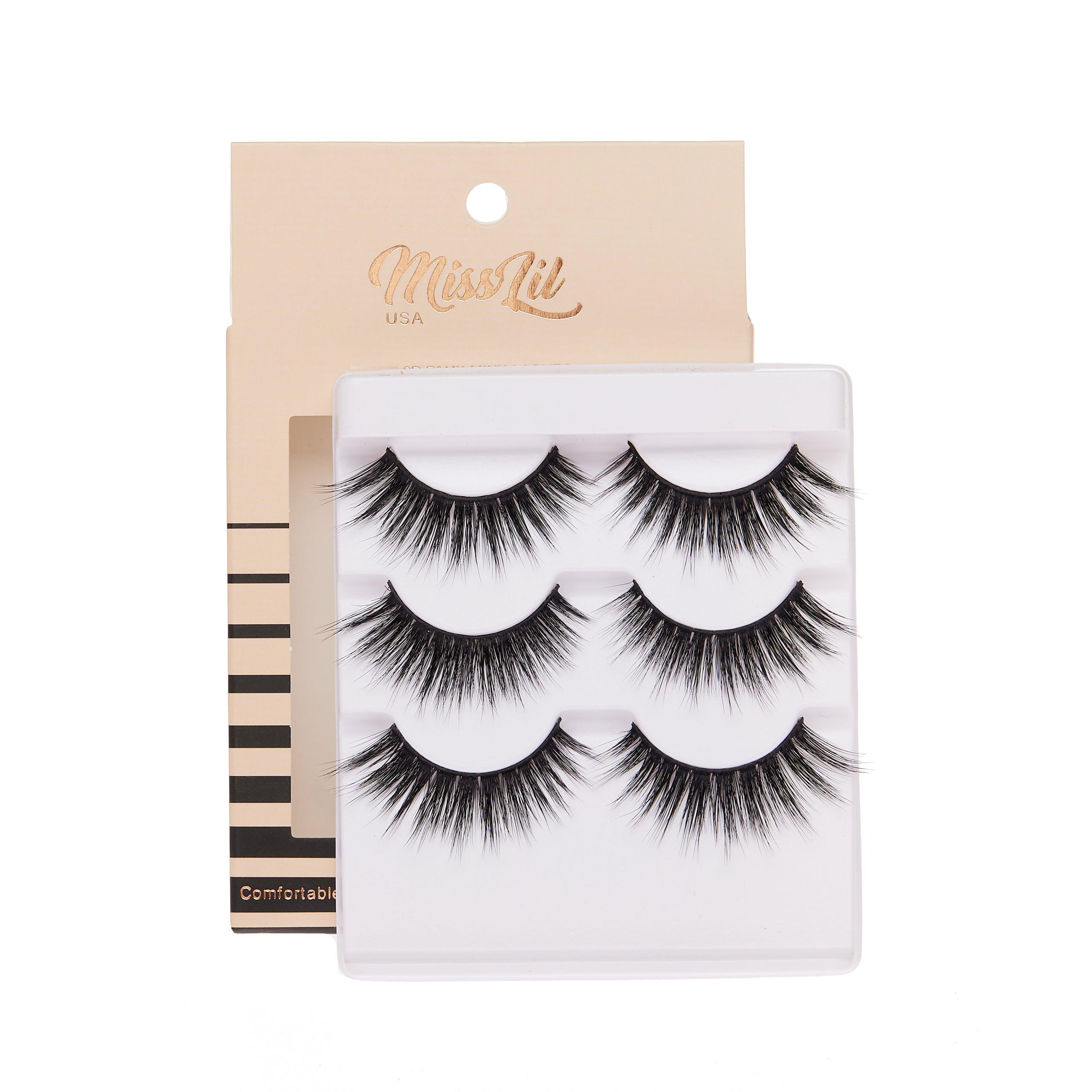 3-Pair Faux 9D Mink Eyelashes - Luxury Collection #8 - Pack of 3 - Miss Lil USA