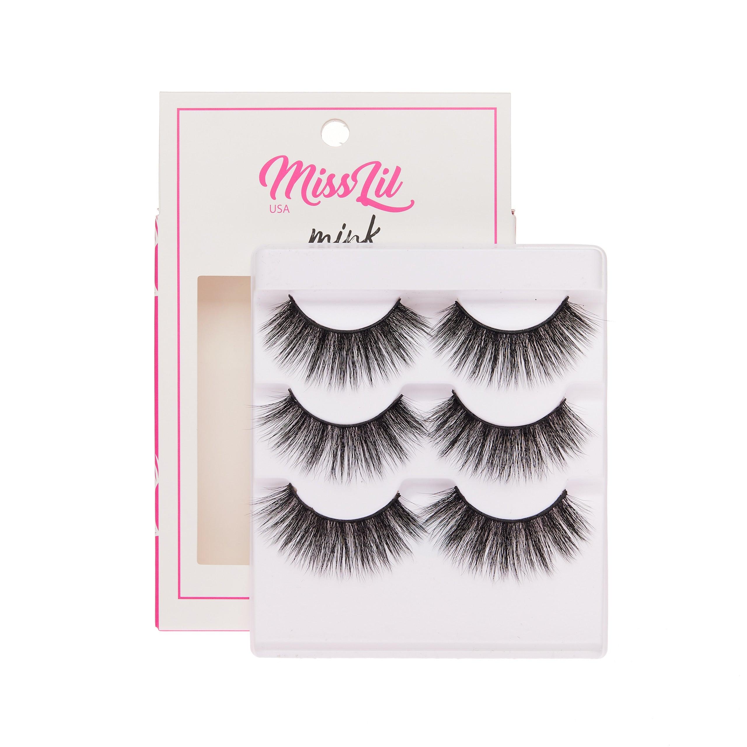 3-Pair Faux Mink Effect Eyelashes - Lash Party Collection #1 - Pack of 3 - Miss Lil USA