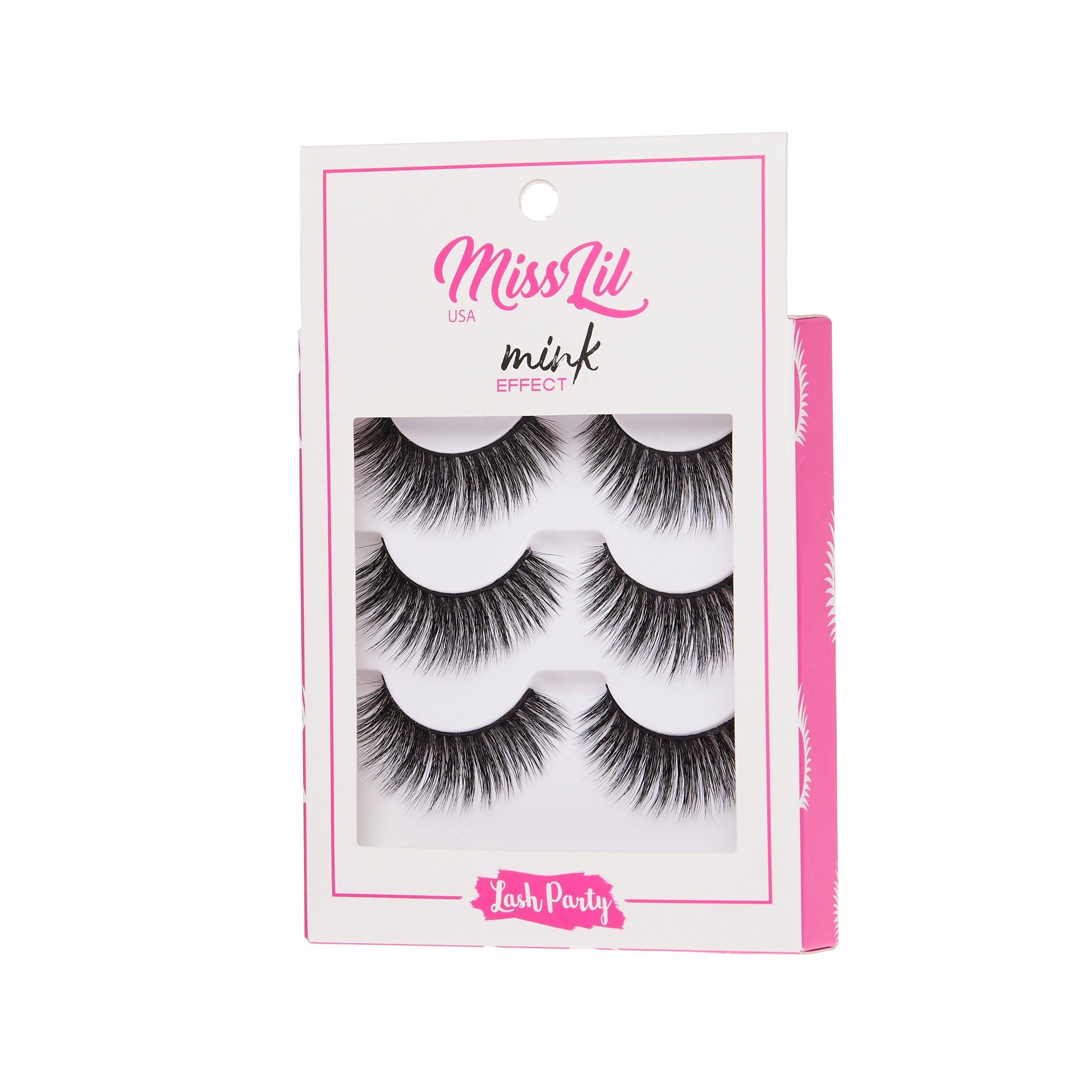 3-Pair Faux Mink Effect Eyelashes - Lash Party Collection #10 - Pack of 3 - Miss Lil USA