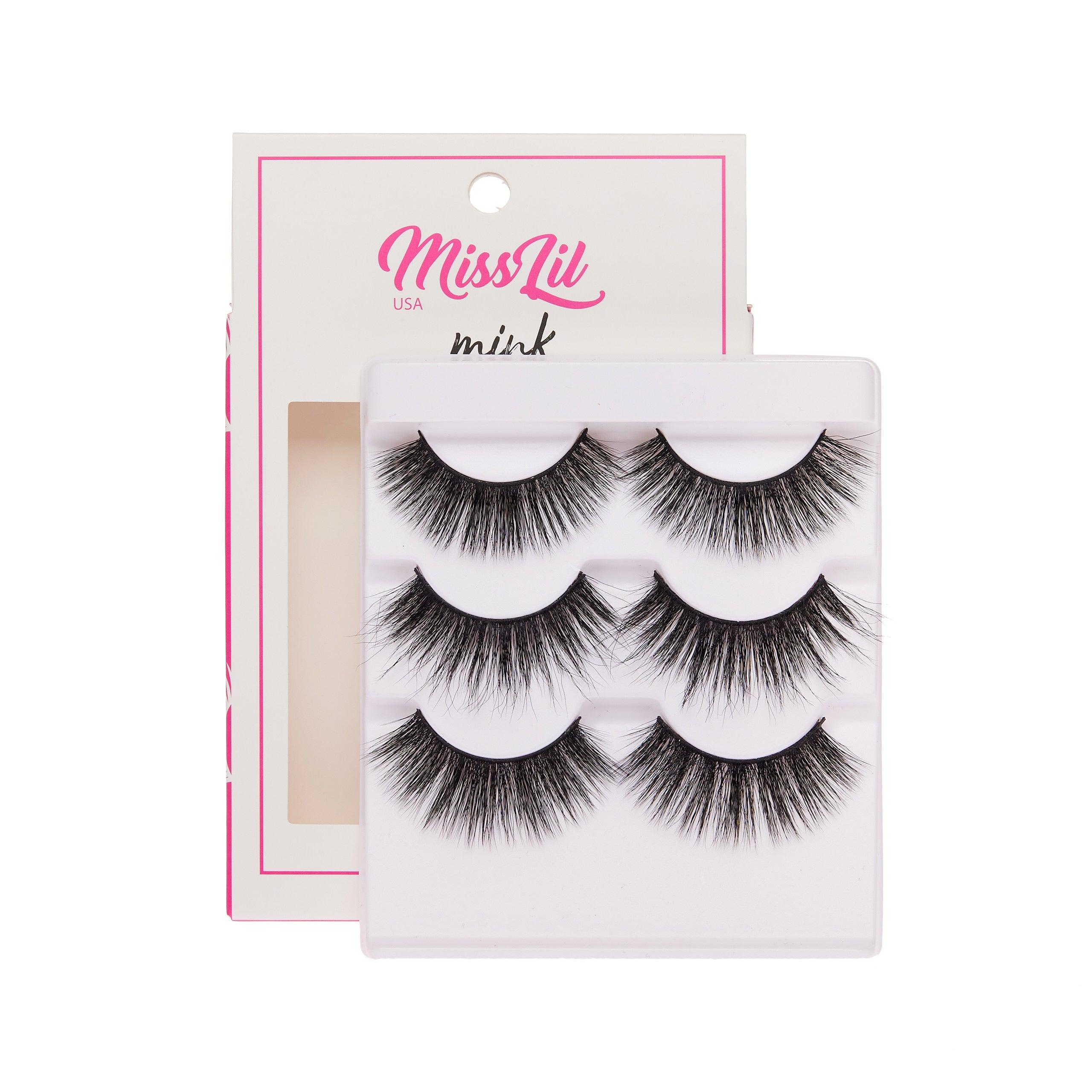 3-Pair Faux Mink Effect Eyelashes - Lash Party Collection #12 - Pack of 12 - Miss Lil USA