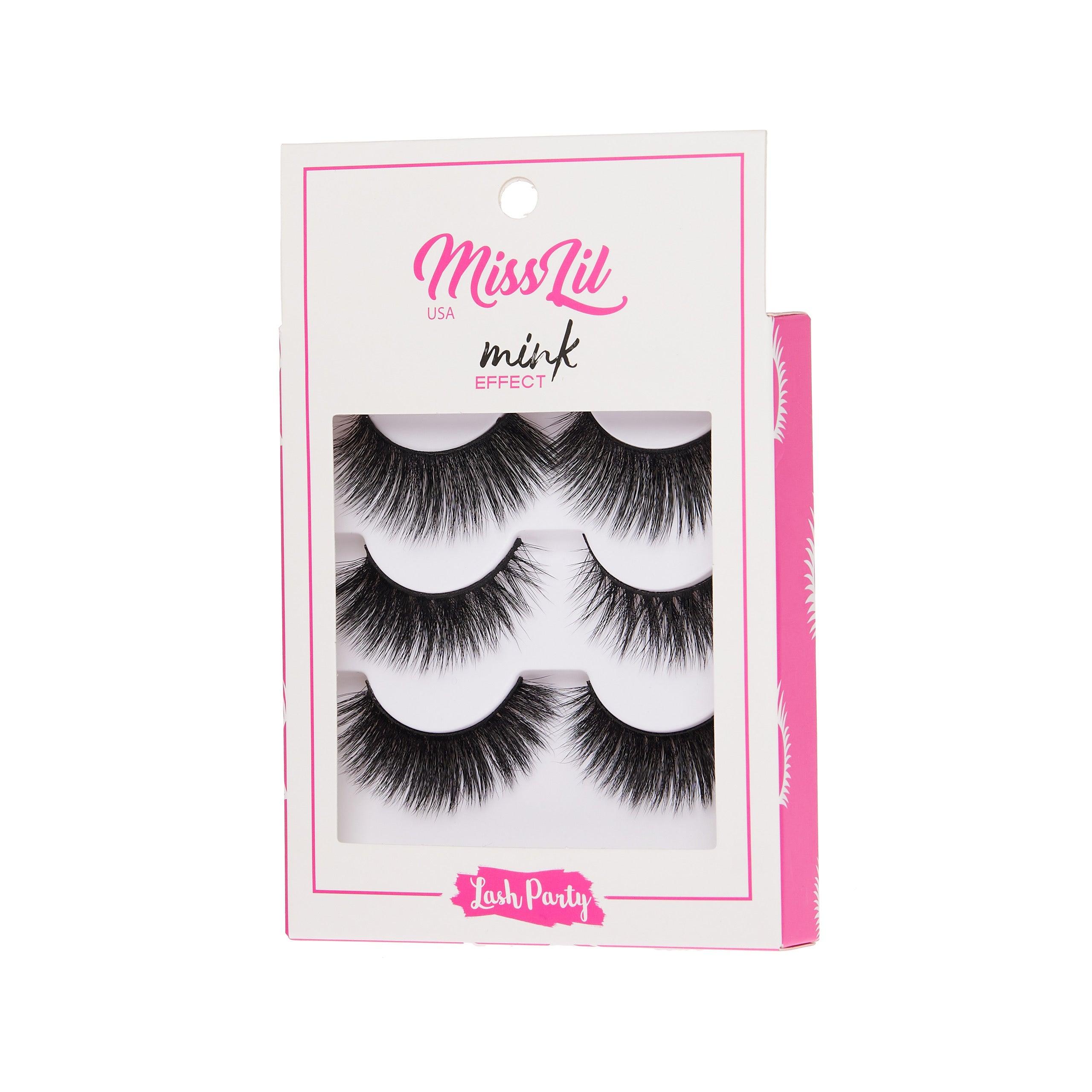 3-Pair Faux Mink Effect Eyelashes - Lash Party Collection #13 - Pack of 3 - Miss Lil USA