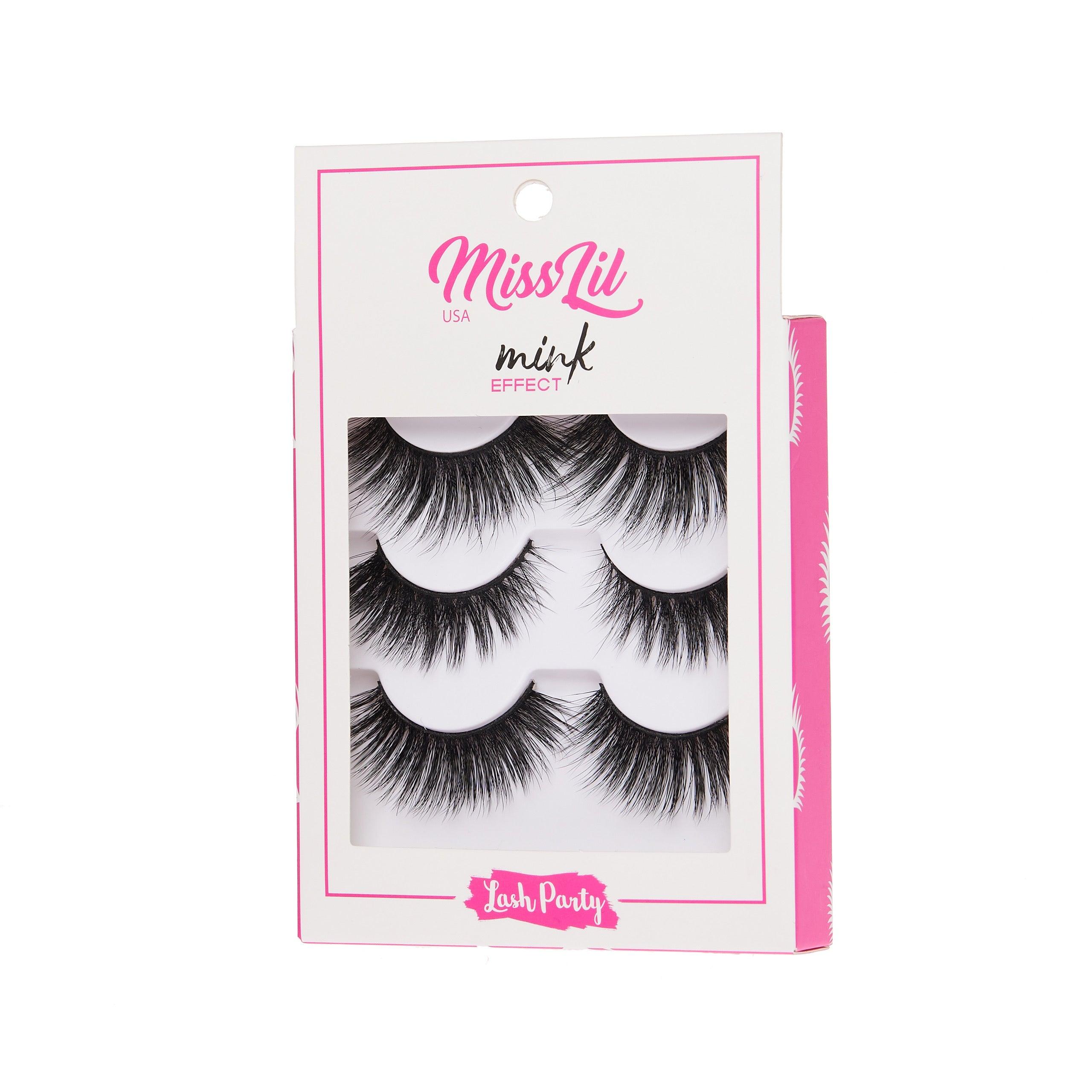 3-Pair Faux Mink Effect Eyelashes - Lash Party Collection #14 - Pack of 3 - Miss Lil USA