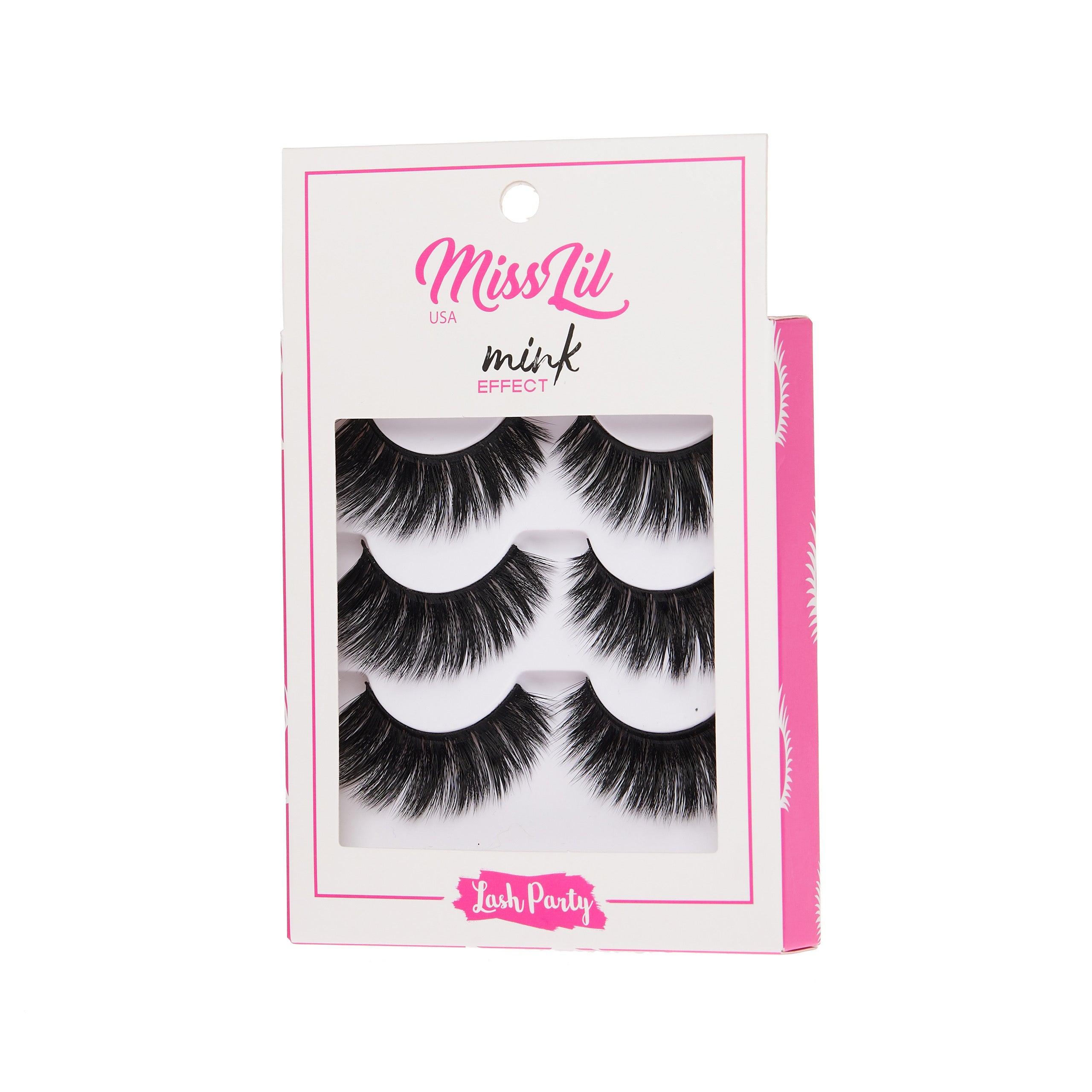 3-Pair Faux Mink Effect Eyelashes - Lash Party Collection #18 - Pack of 3 - Miss Lil USA