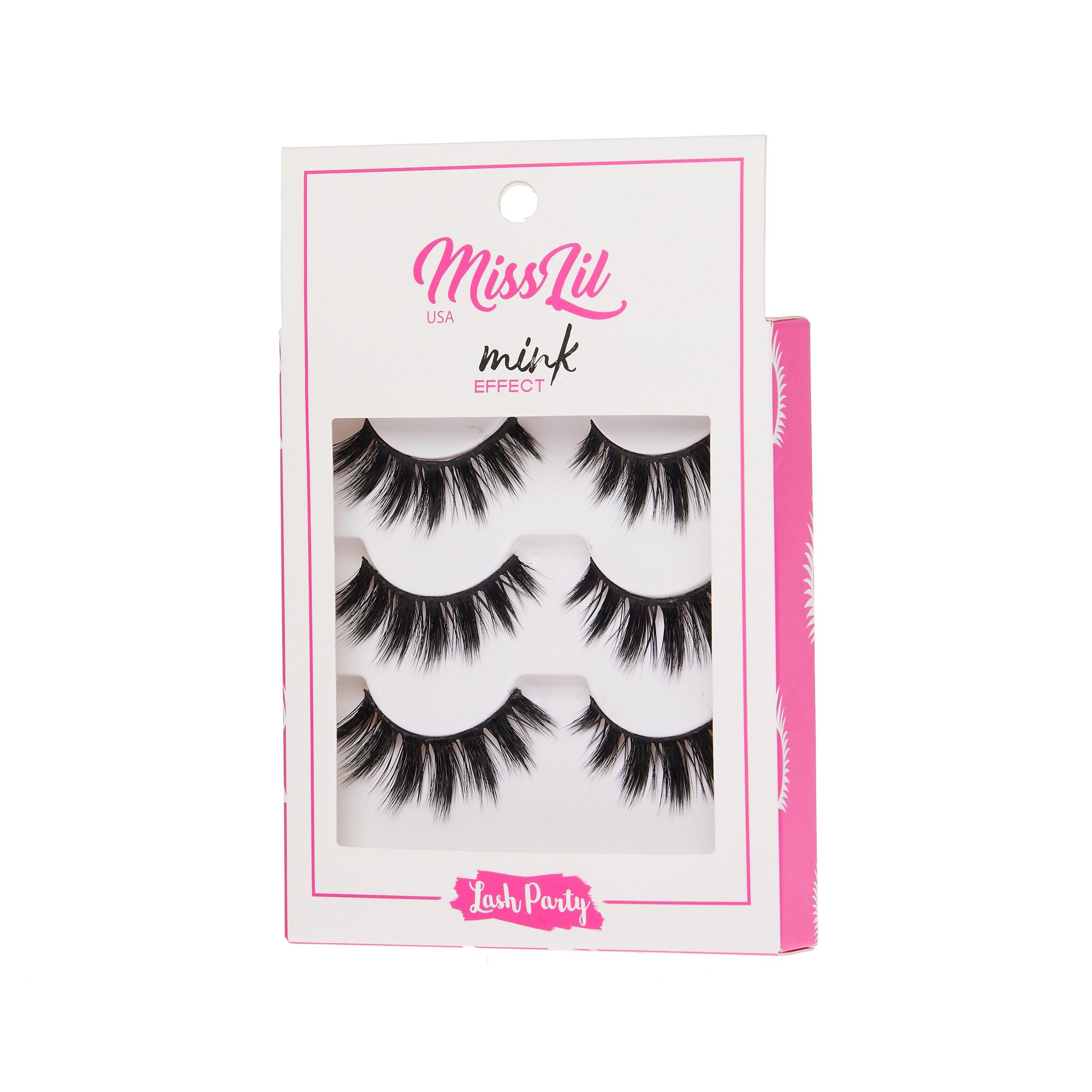 3-Pair Faux Mink Effect Eyelashes - Lash Party Collection #19 - Pack of 3 - Miss Lil USA