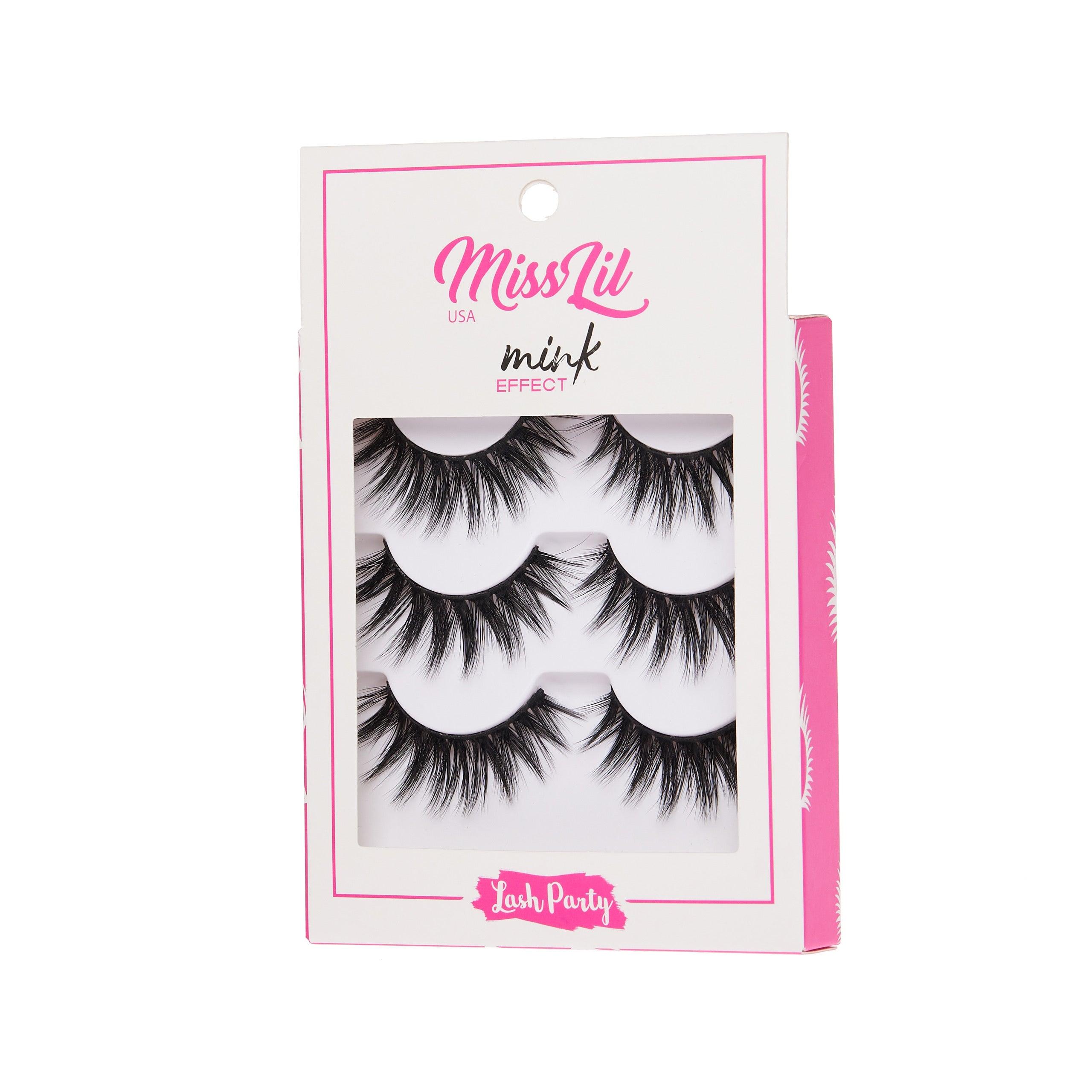3-Pair Faux Mink Effect Eyelashes - Lash Party Collection #21 - Pack of 3 - Miss Lil USA