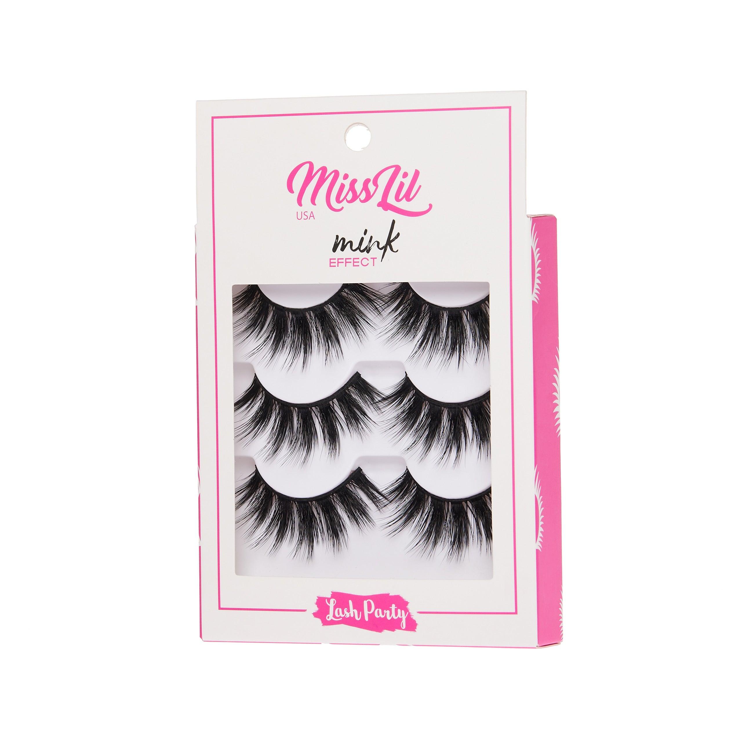 3-Pair Faux Mink Effect Eyelashes - Lash Party Collection #22 - Pack of 3 - Miss Lil USA