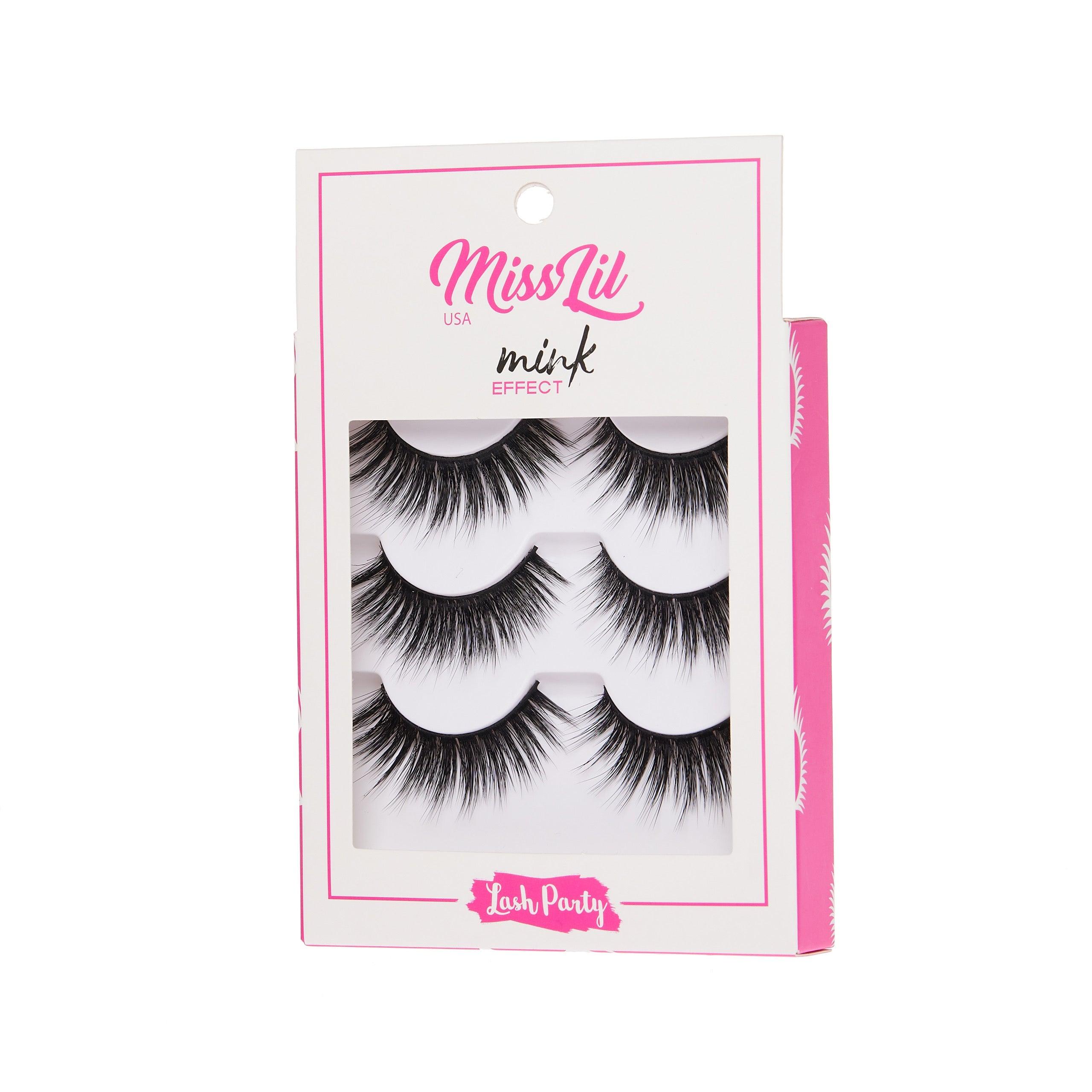 3-Pair Faux Mink Effect Eyelashes - Lash Party Collection #23 - Pack of 3 - Miss Lil USA