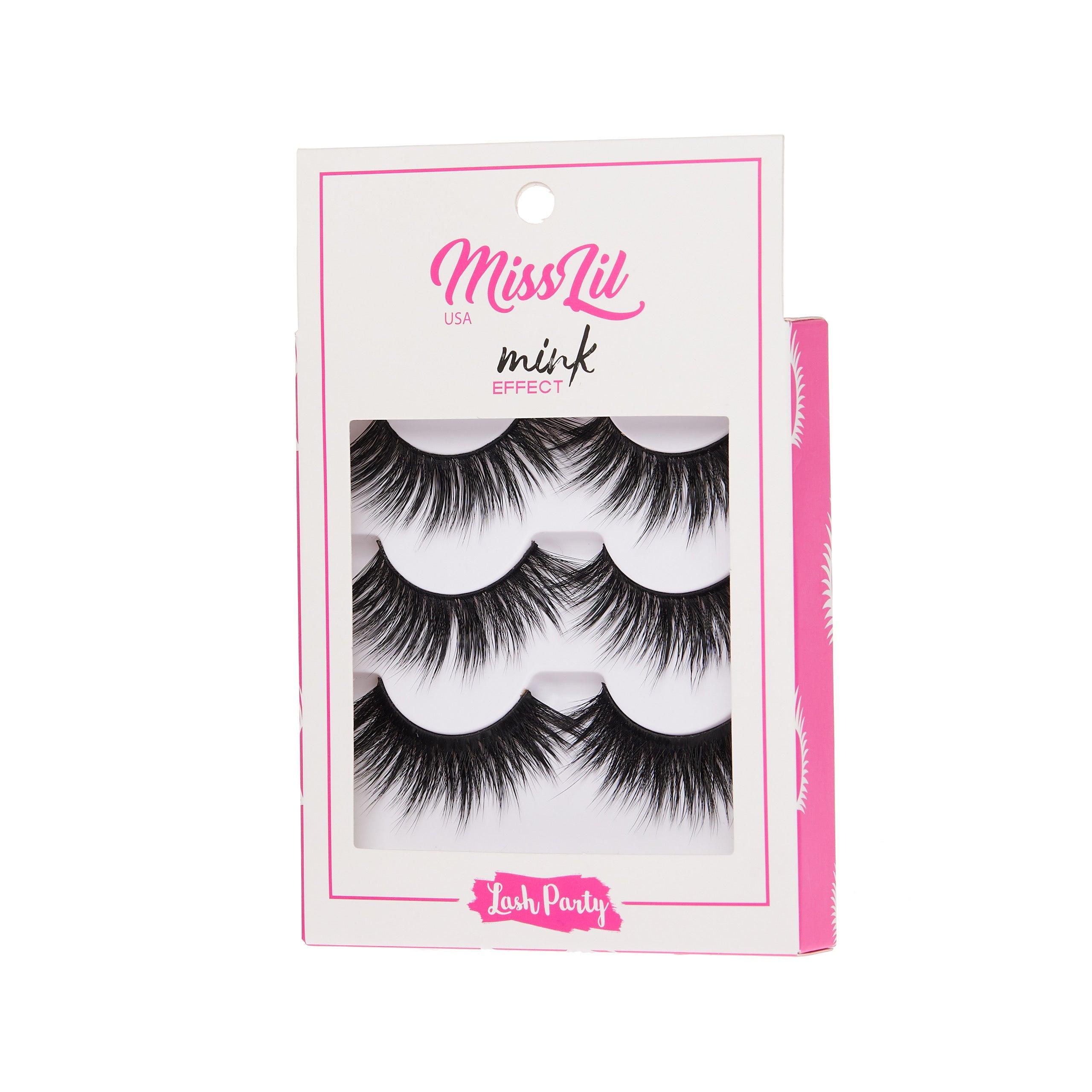 3-Pair Faux Mink Effect Eyelashes - Lash Party Collection #24 - Pack of 3 - Miss Lil USA