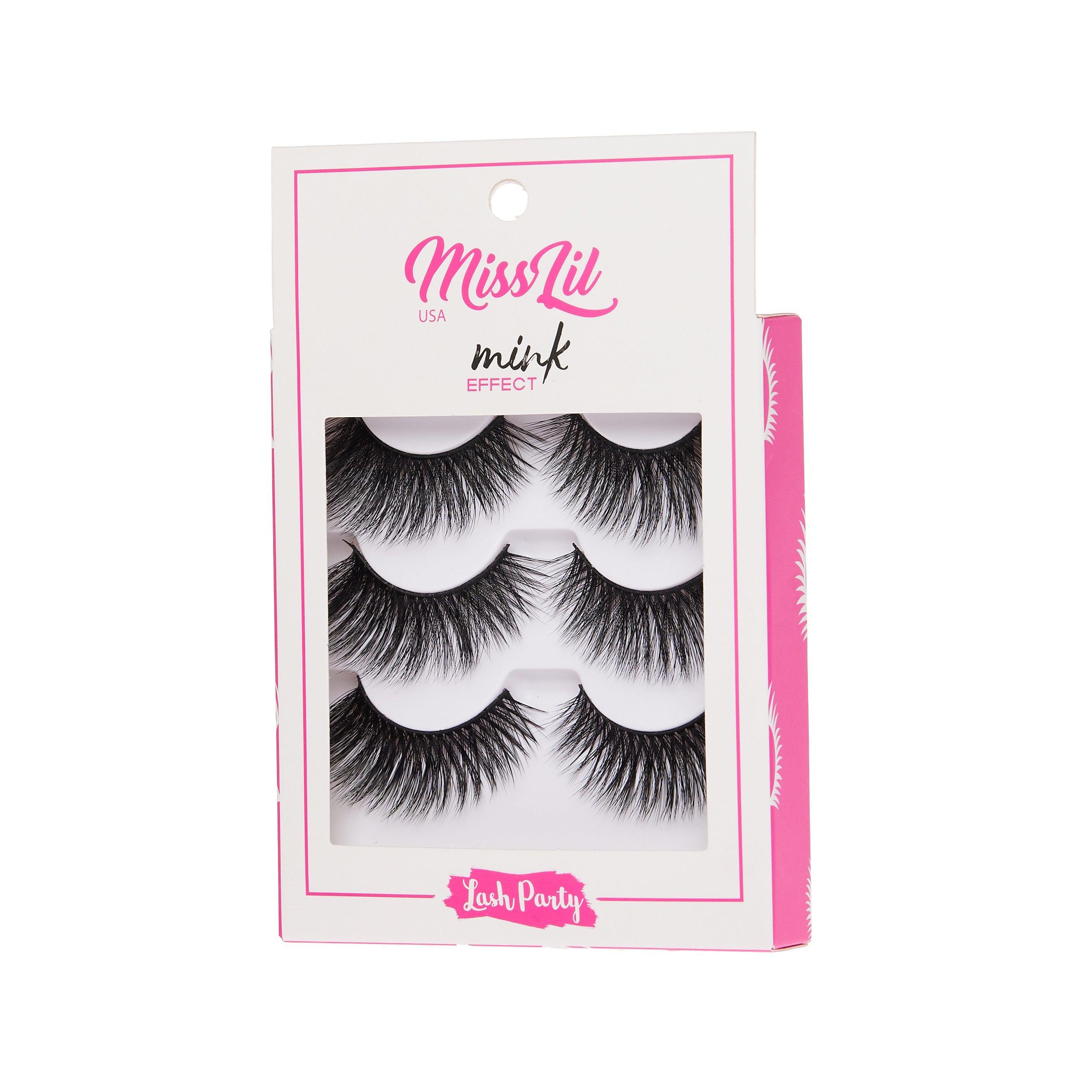 3-Pair Faux Mink Effect Eyelashes - Lash Party Collection #25 - Pack of 3 - Miss Lil USA