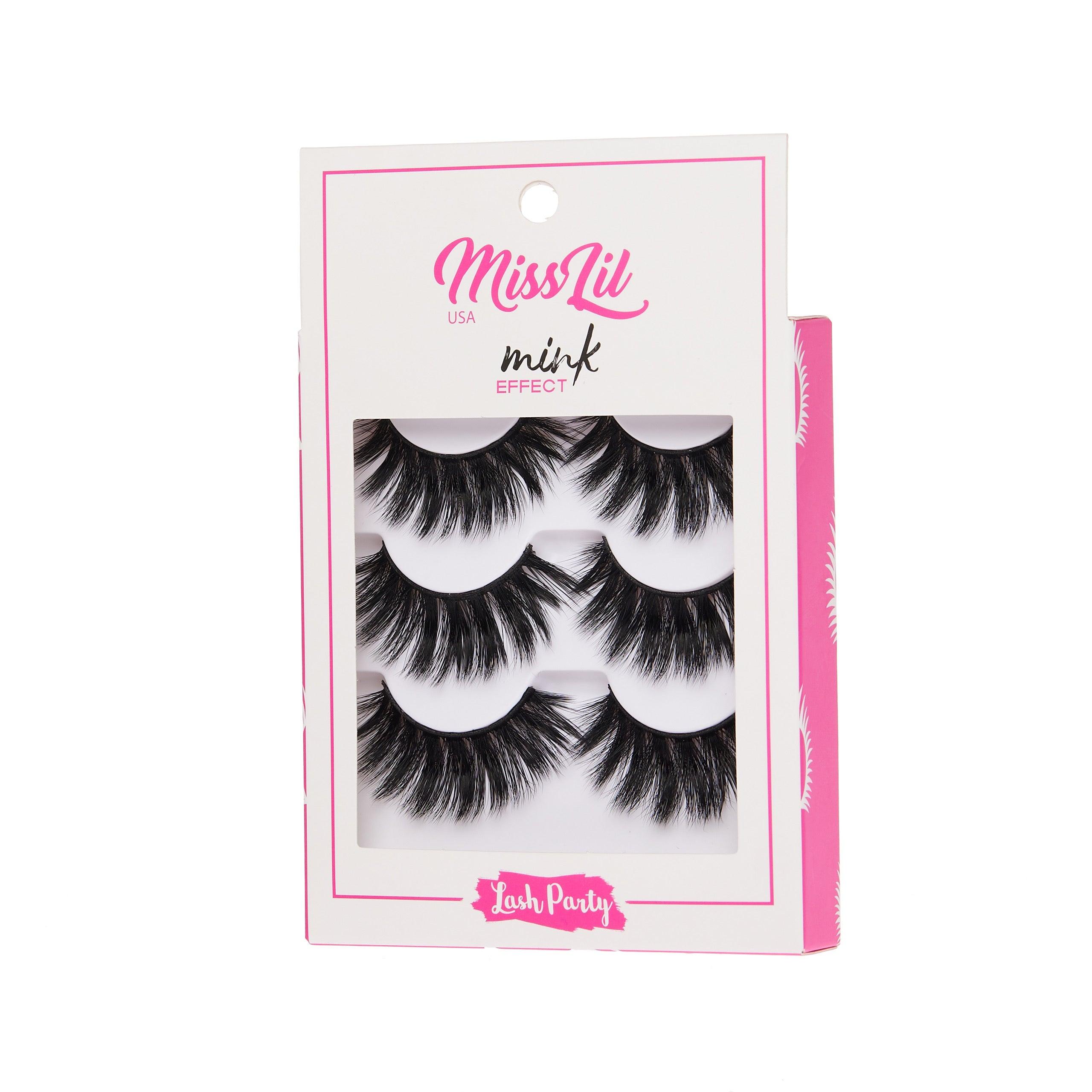 3-Pair Faux Mink Effect Eyelashes - Lash Party Collection #27 - Pack of 3 - Miss Lil USA