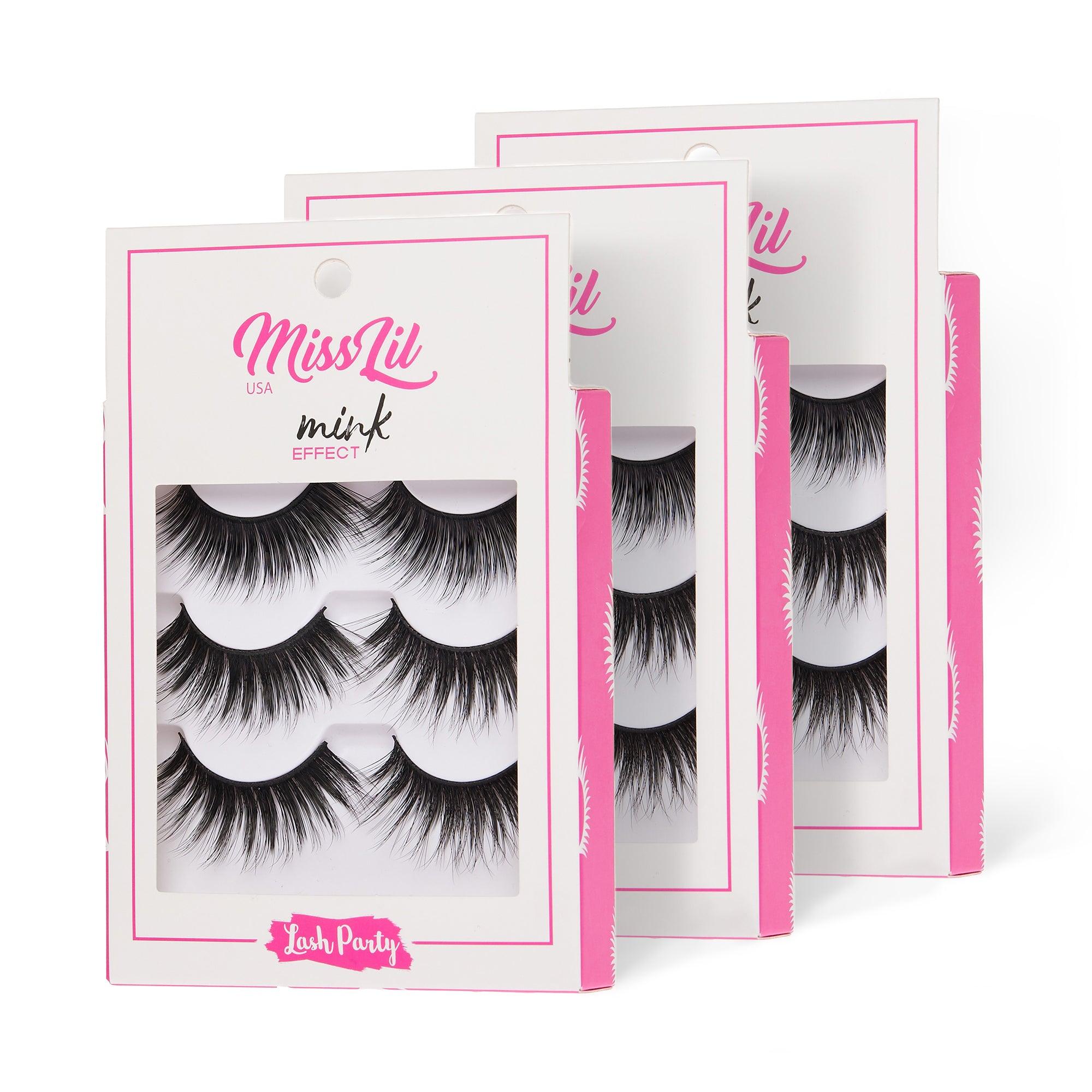 3-Pair Faux Mink Effect Eyelashes - Lash Party Collection #29 - Pack of 3 - Miss Lil USA