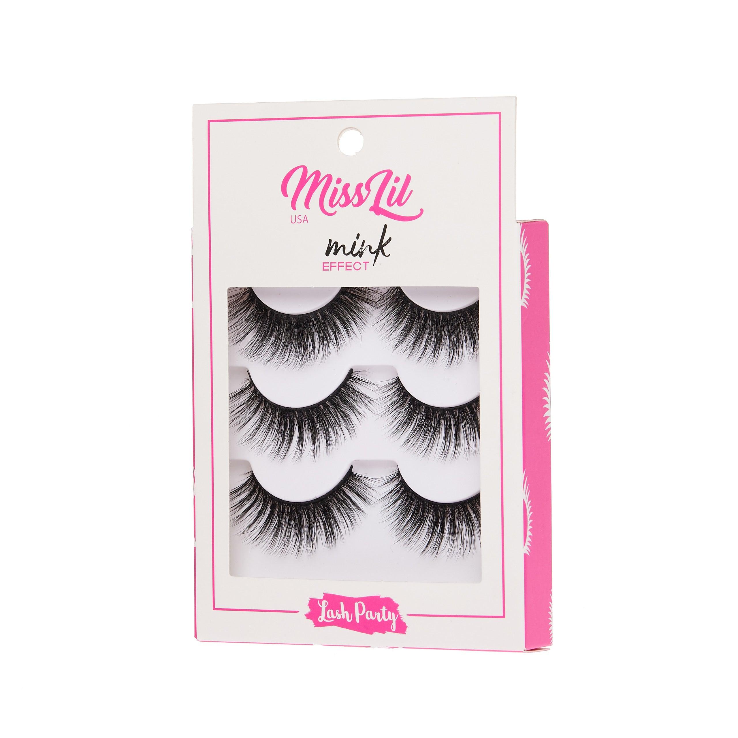 3-Pair Faux Mink Effect Lashes - Lash Party Collection number 3 - Pack of 3