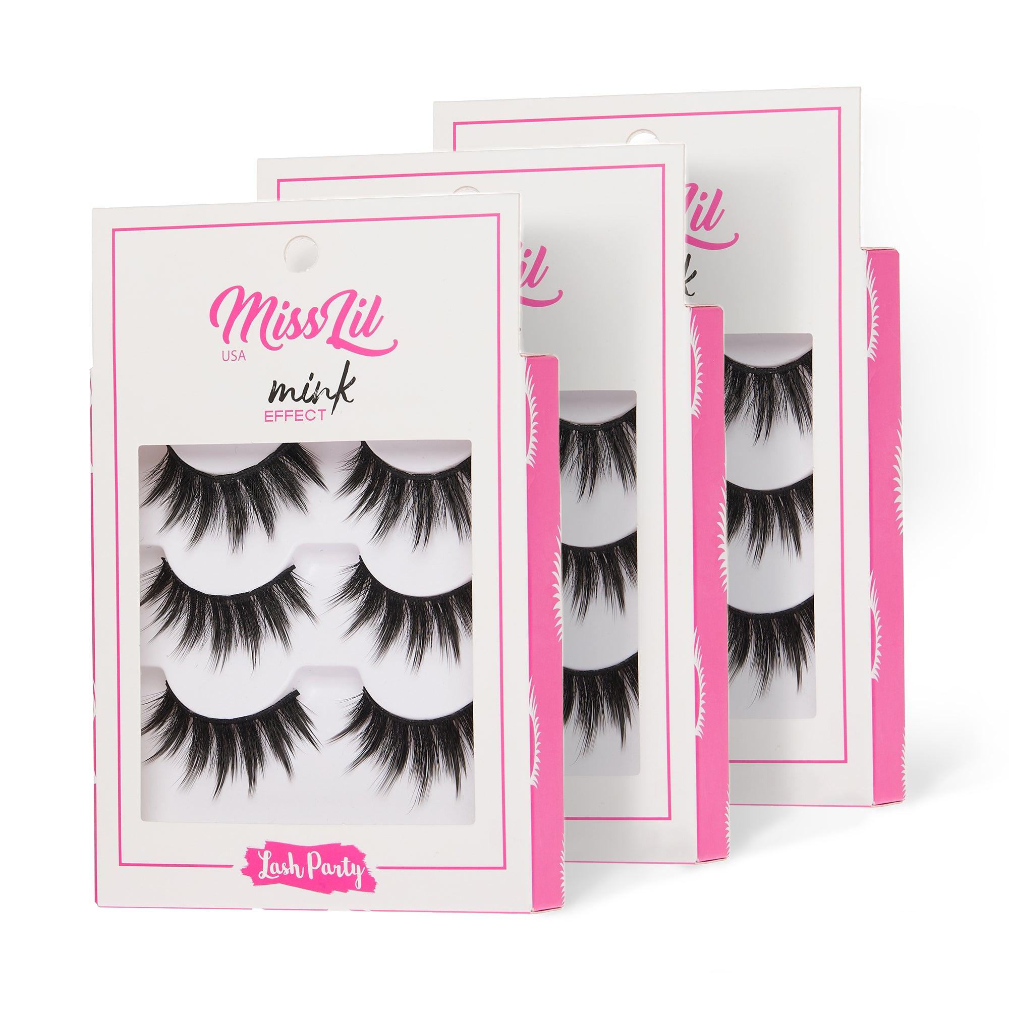 3-Pair Faux Mink Effect Eyelashes - Lash Party Collection #30 - Pack of 3 - Miss Lil USA