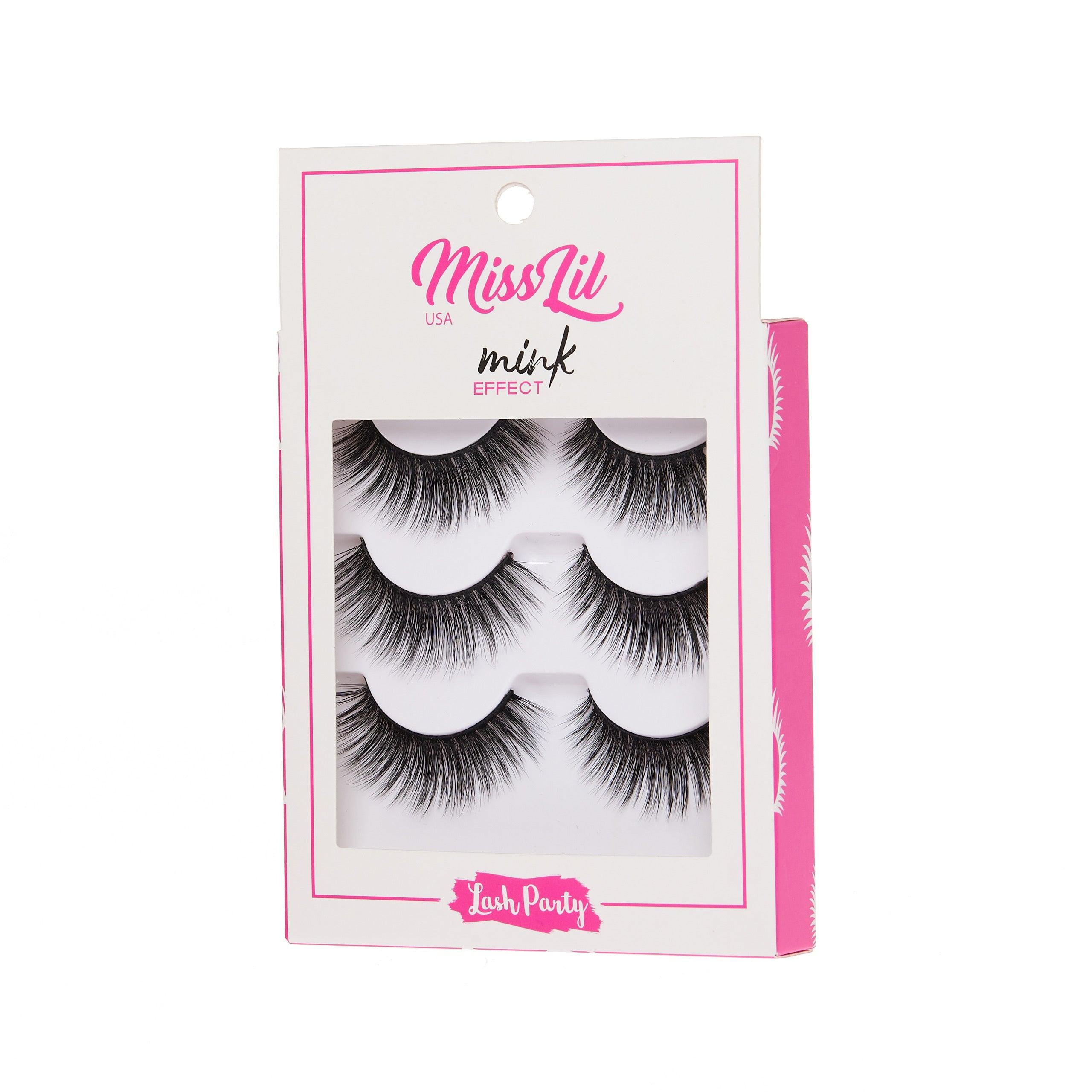 3-Pair Faux Mink Effect Eyelashes - Lash Party Collection #5 - Pack of 3 - Miss Lil USA