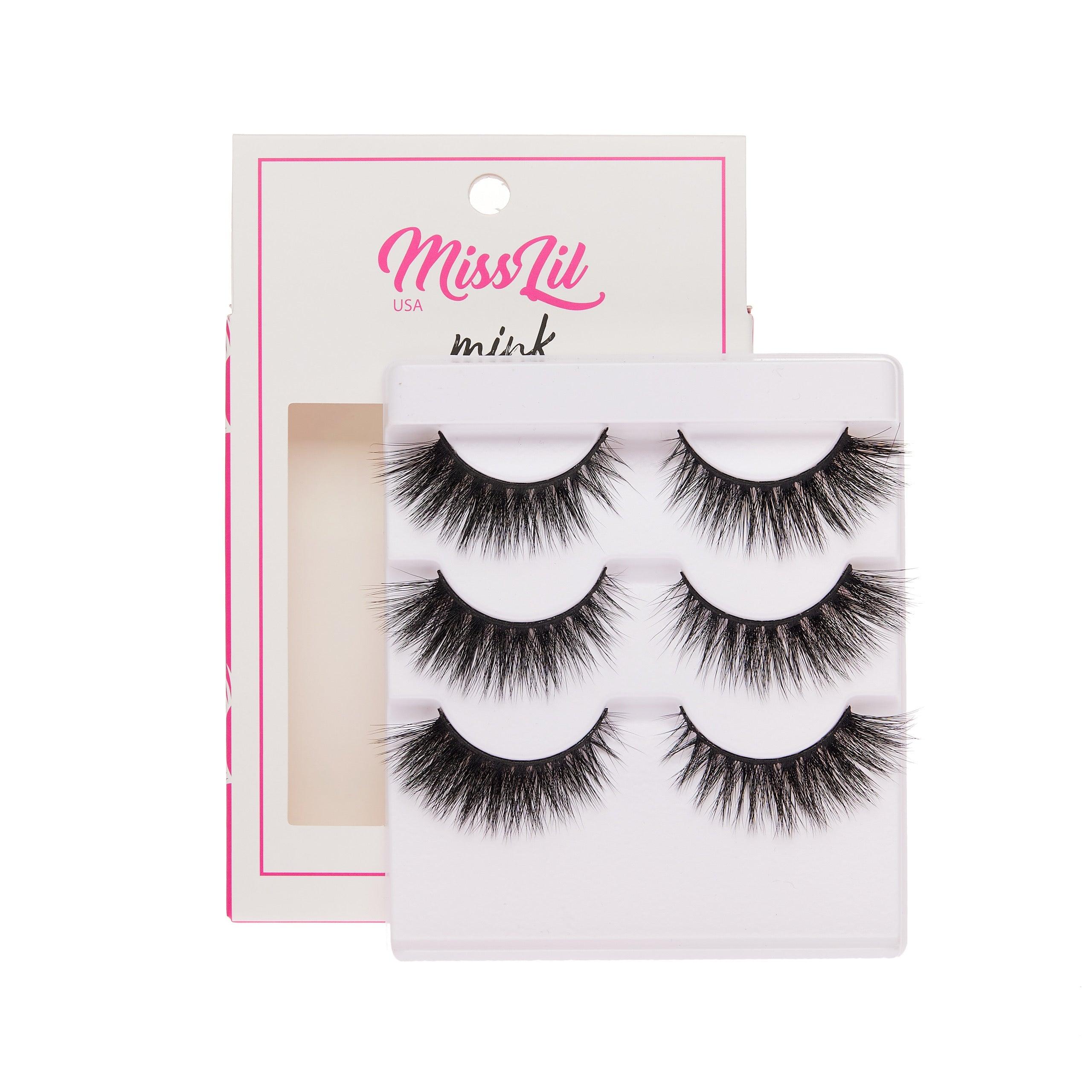 3-Pair Faux Mink Effect Eyelashes - Lash Party Collection #8 - Pack of 3 - Miss Lil USA