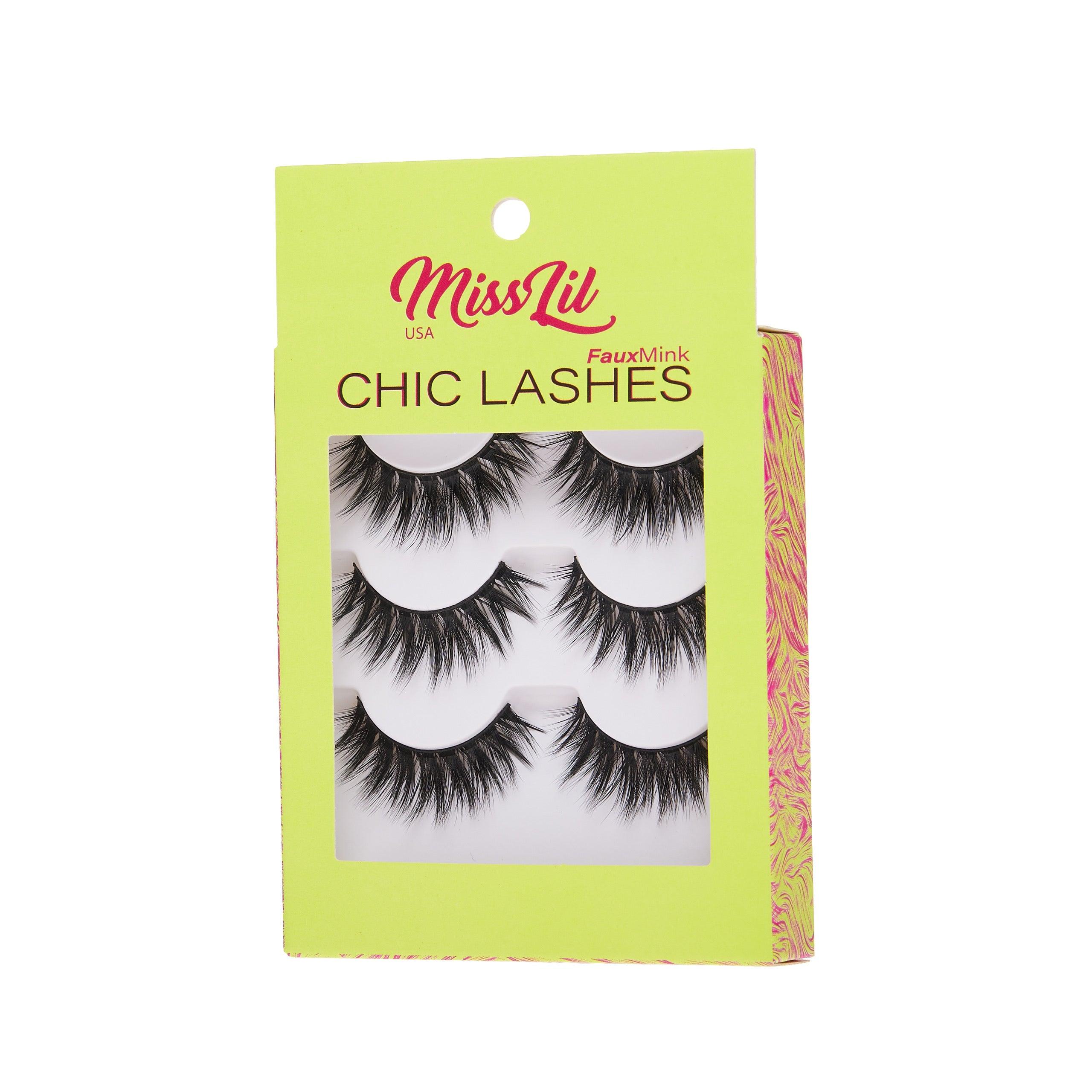 3-Pair Faux Mink Eyelashes - Chic Lashes Collection #11 - Pack of 3 - Miss Lil USA