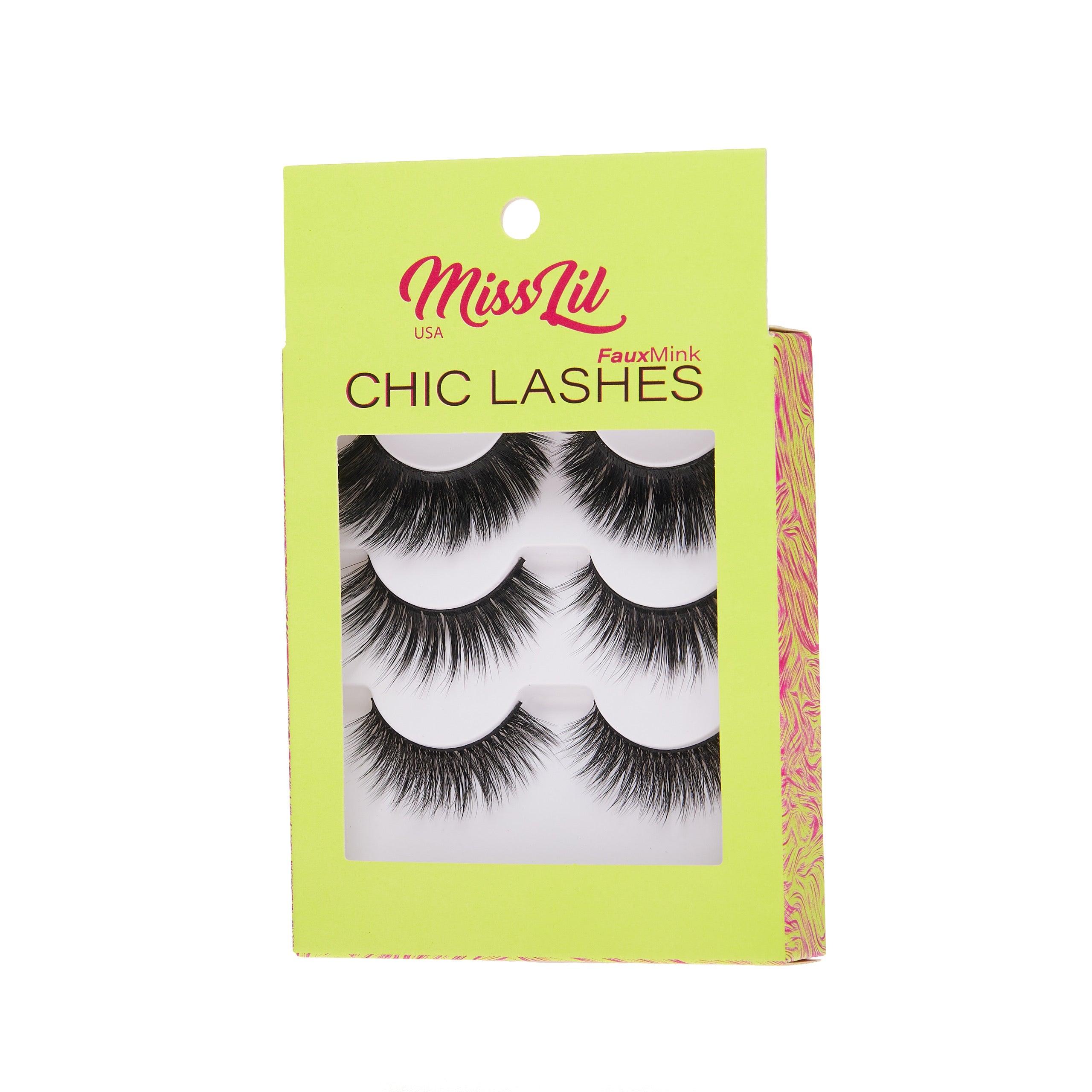 3-Pair Faux Mink Eyelashes - Chic Lashes Collection #15 - Pack of 3 - Miss Lil USA