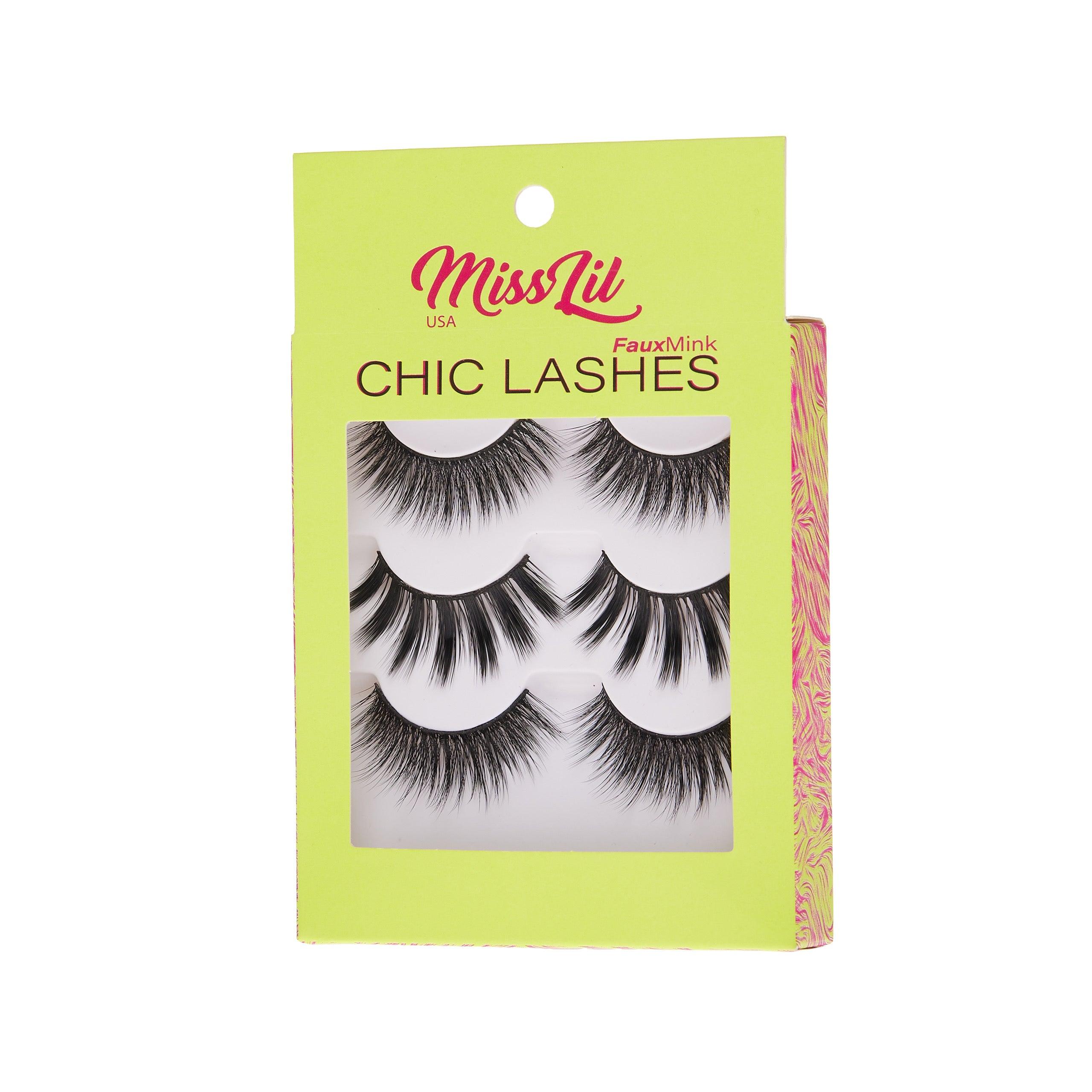 3-Pair Faux Mink Eyelashes - Chic Lashes Collection #2 - Pack of 3 - Miss Lil USA