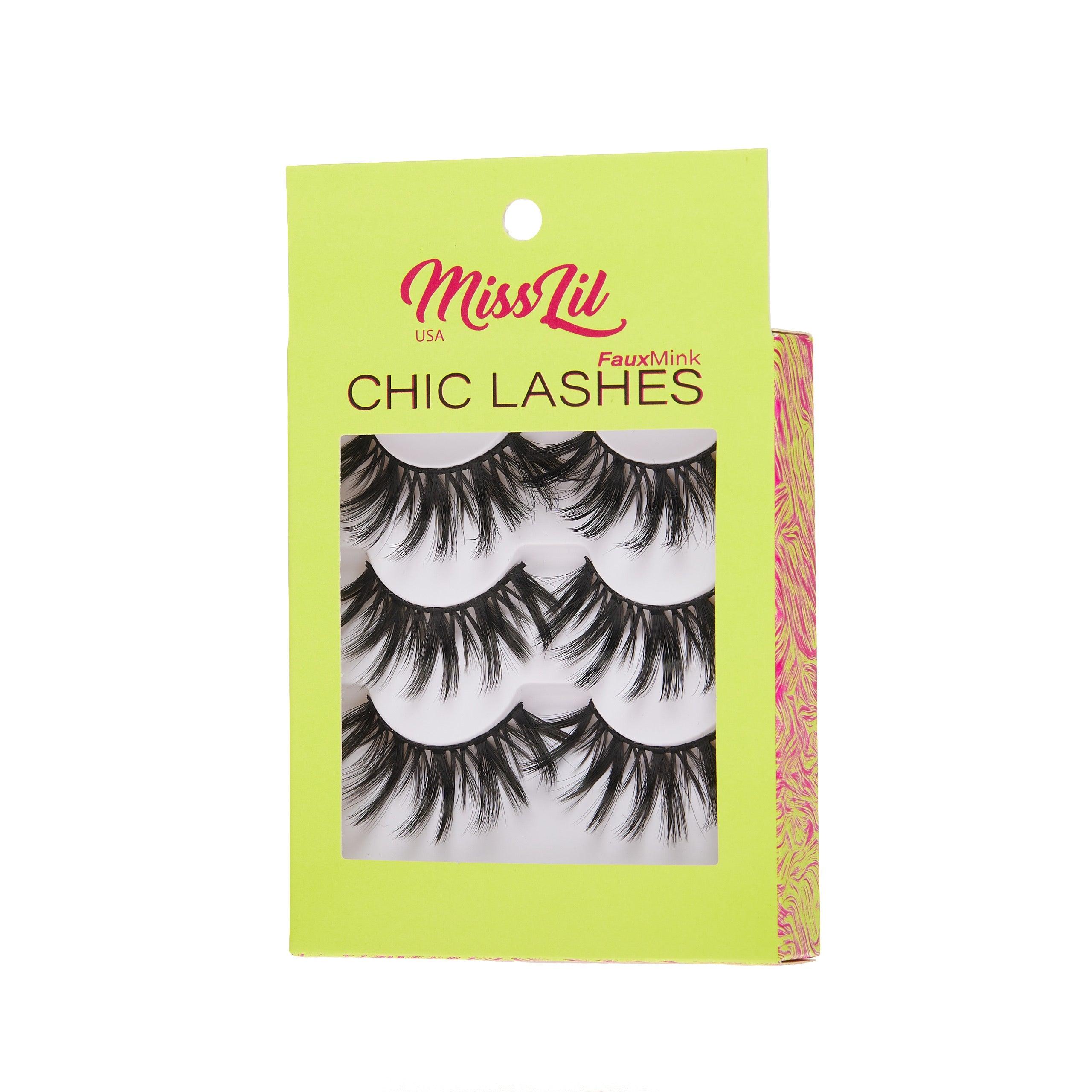 3-Pair Faux Mink Eyelashes - Chic Lashes Collection #23 - Pack of 3 - Miss Lil USA