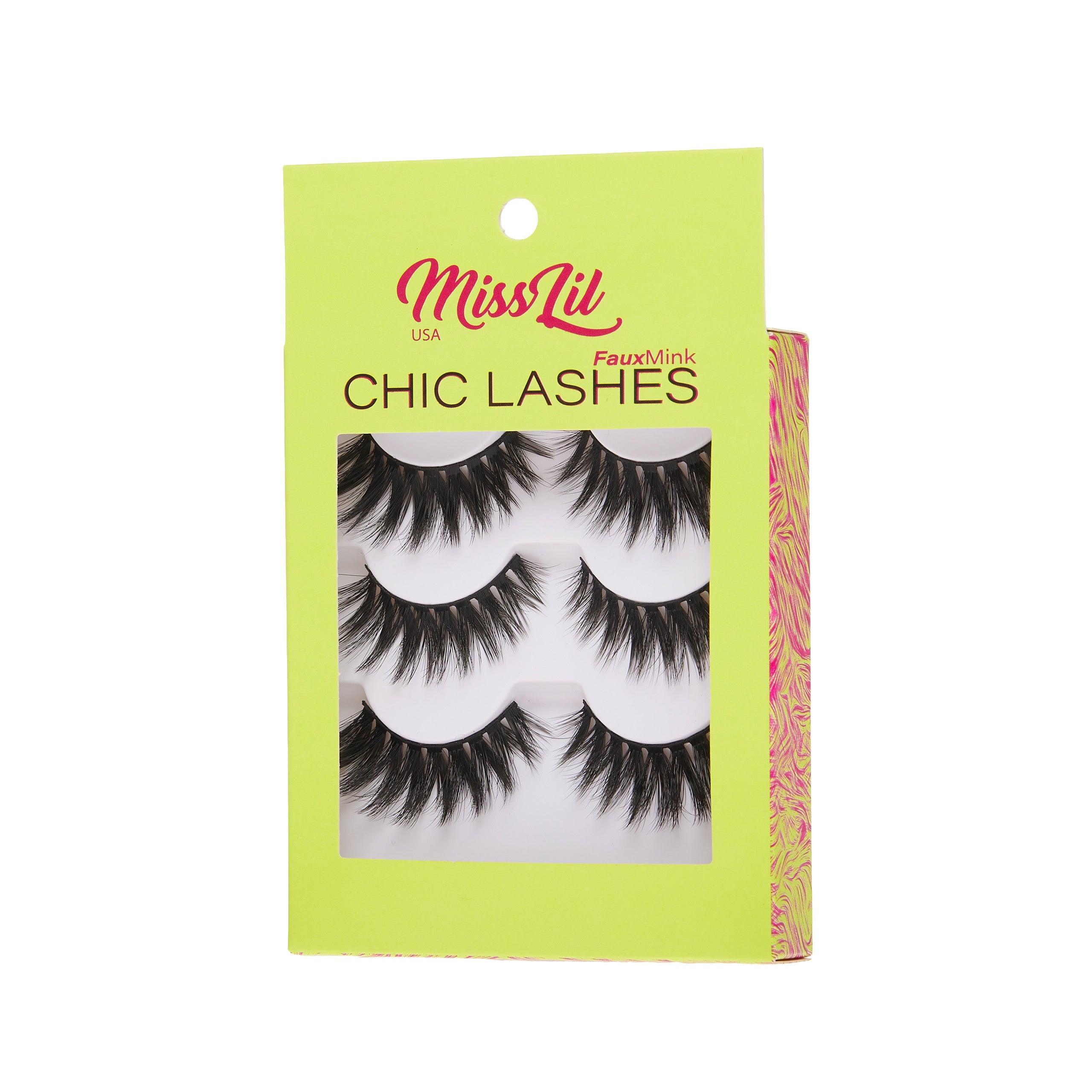 3-Pair Faux Mink Eyelashes - Chic Lashes Collection #25 - Pack of 3 - Miss Lil USA