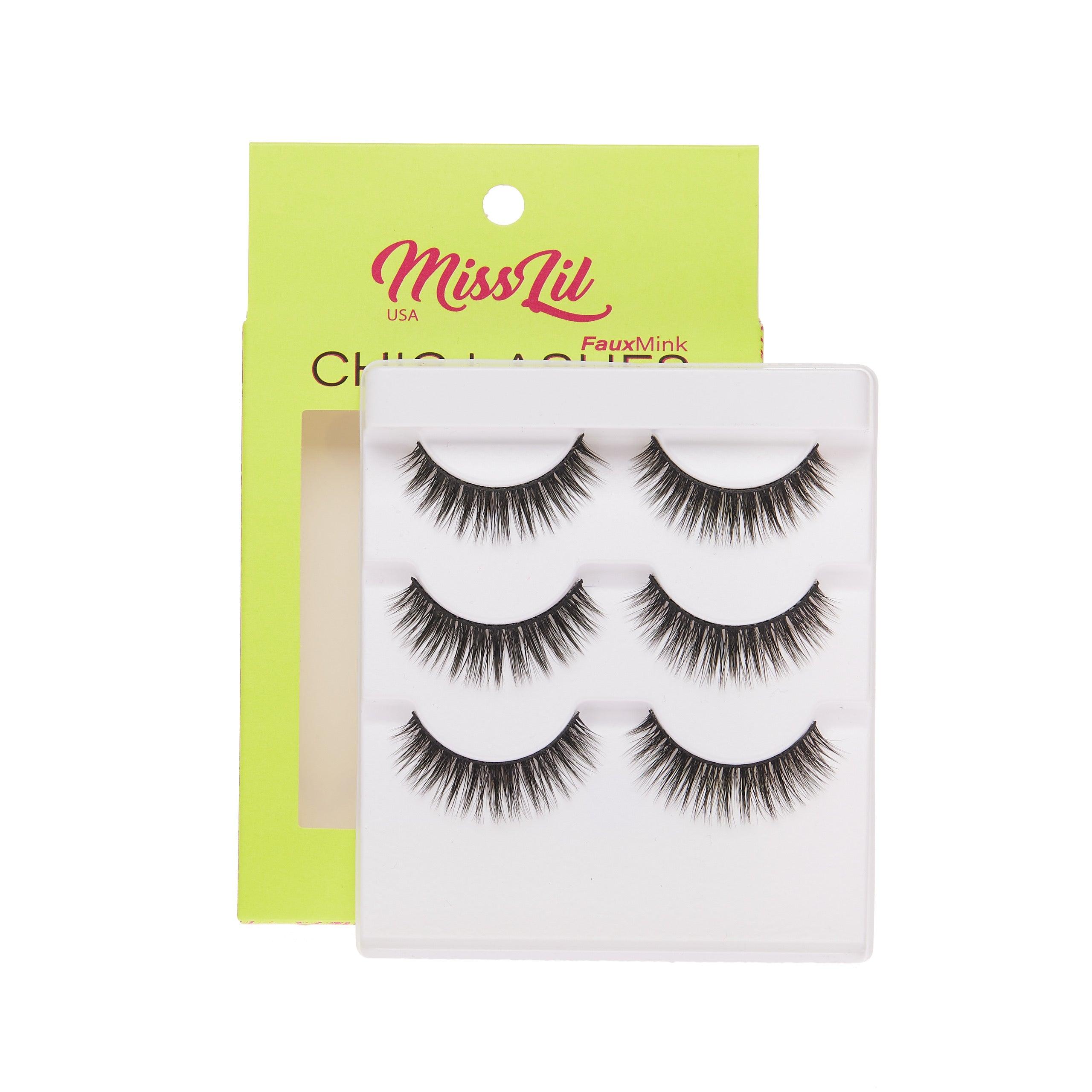 3-Pair Faux Mink Eyelashes - Chic Lashes Collection #28 - Pack of 3 - Miss Lil USA