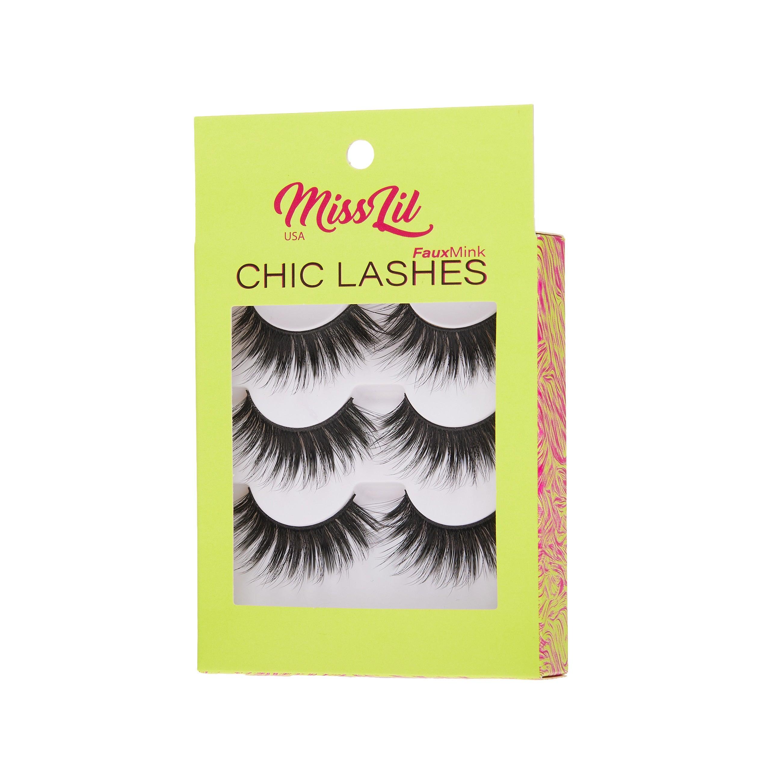 3-Pair Faux Mink Eyelashes - Chic Lashes Collection #29 - Pack of 3 - Miss Lil USA