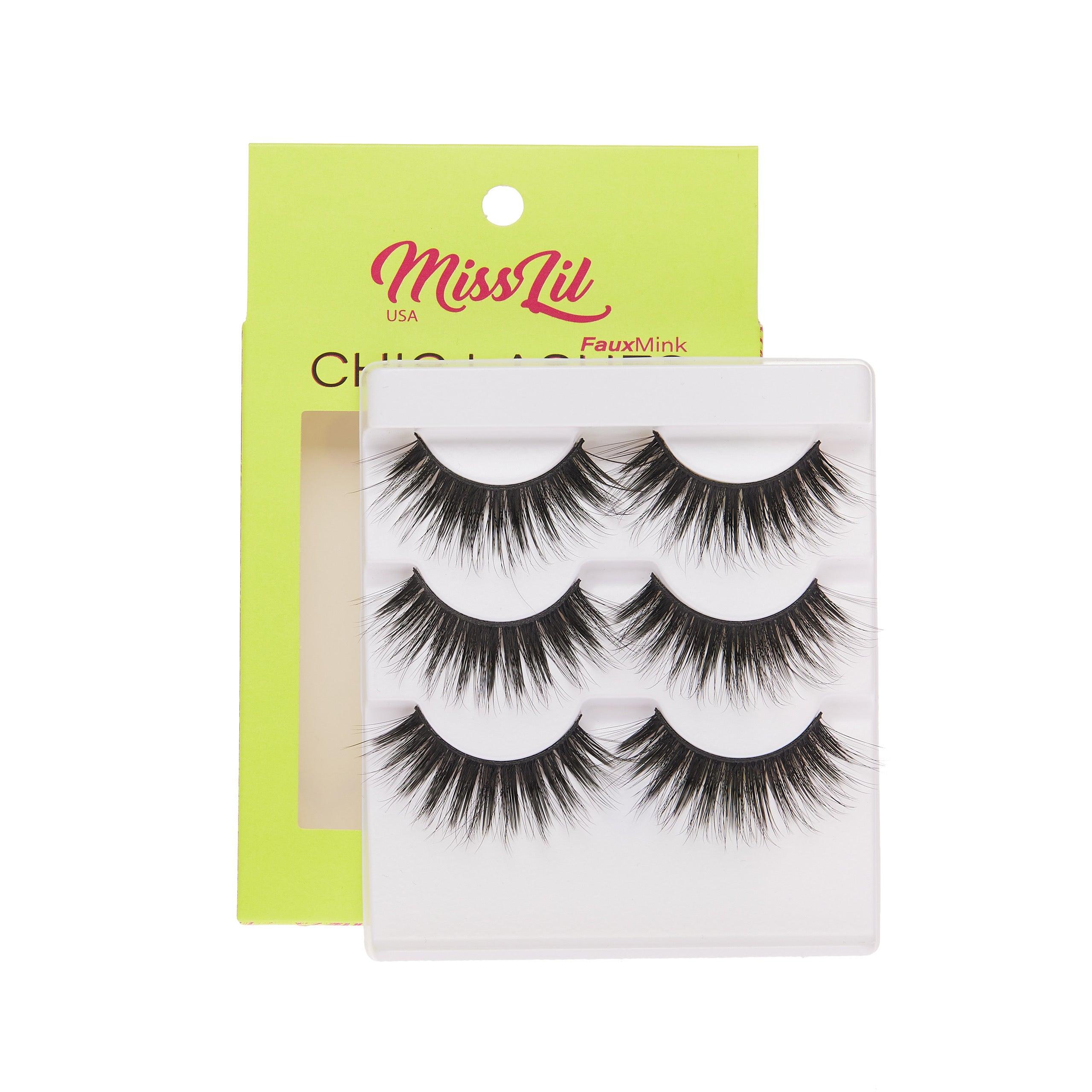 3-Pair Faux Mink Eyelashes - Chic Lashes Collection #29 - Pack of 3 - Miss Lil USA