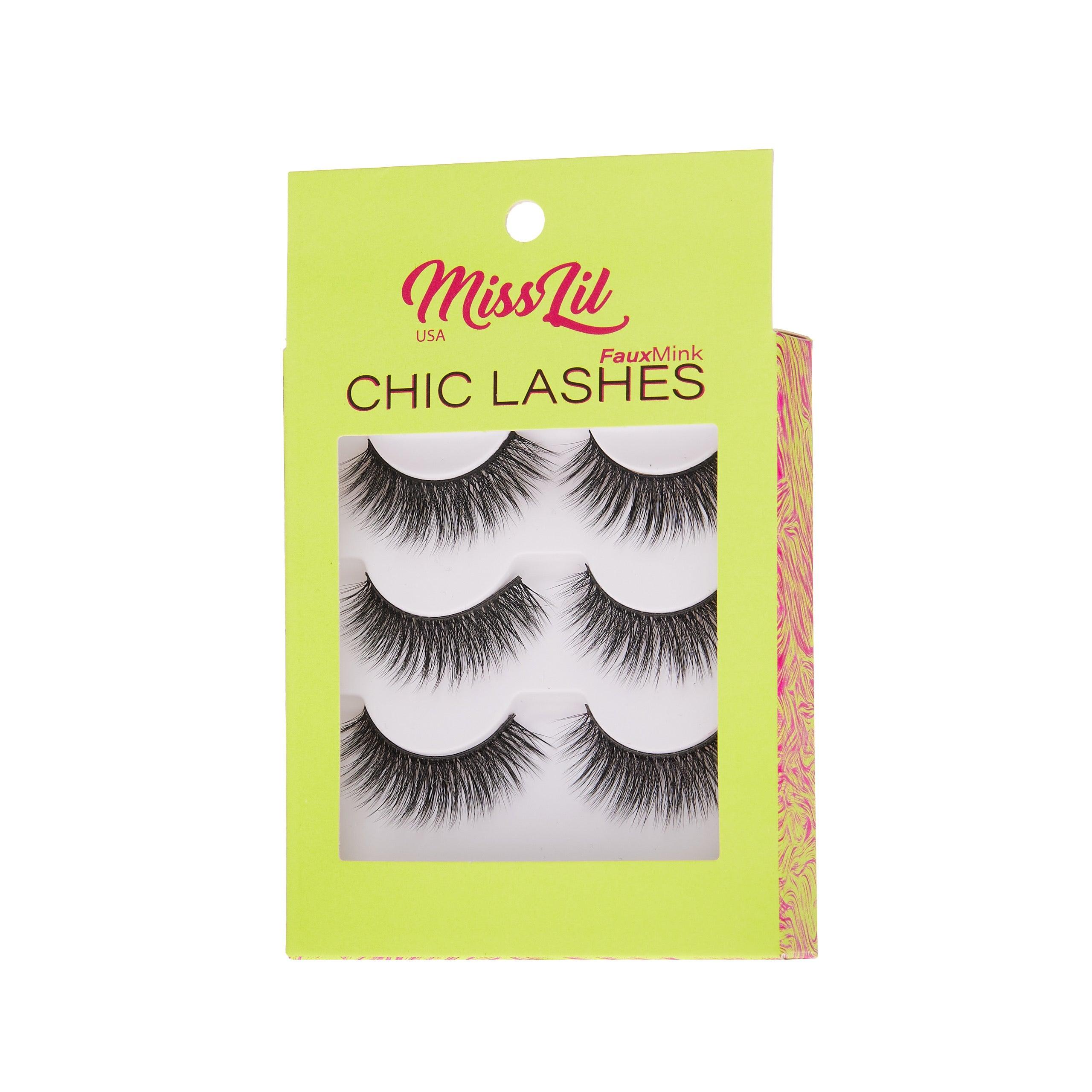 3-Pair Faux Mink Eyelashes - Chic Lashes Collection #3 - Pack of 3 - Miss Lil USA