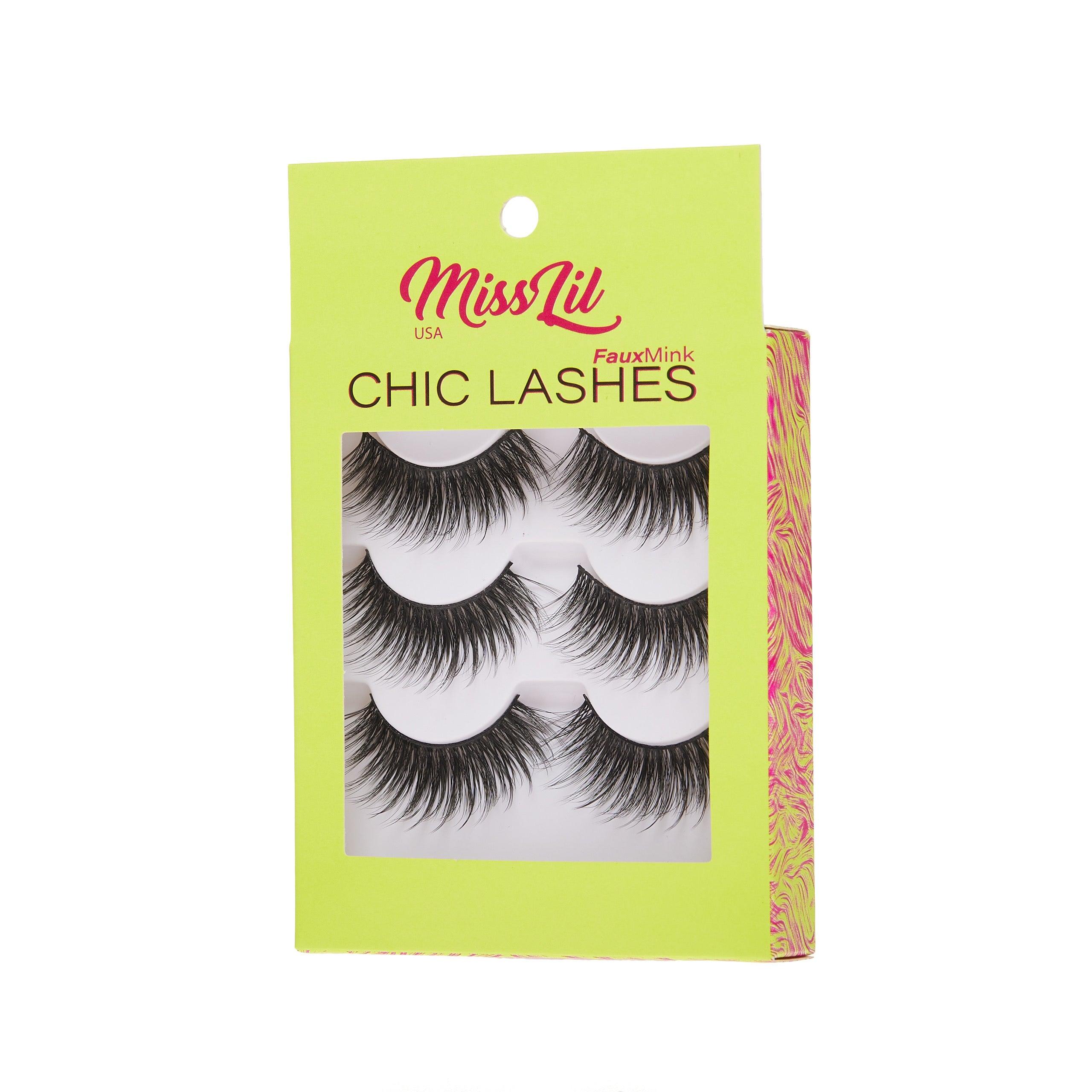 3-Pair Faux Mink Eyelashes - Chic Lashes Collection #30 - Pack of 3 - Miss Lil USA