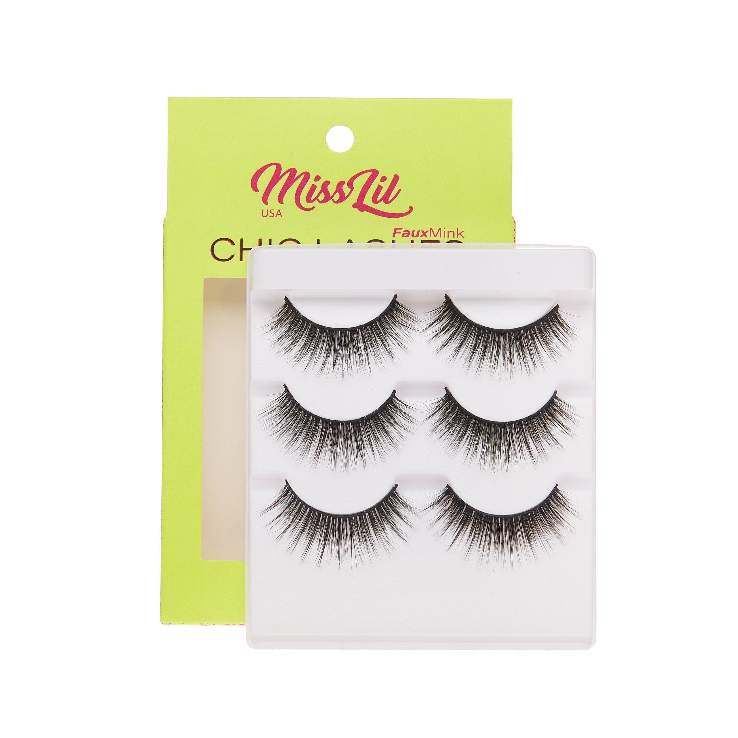 3-Pair Faux Mink Eyelashes - Chic Lashes Collection #31 - Pack of 3 - Miss Lil USA
