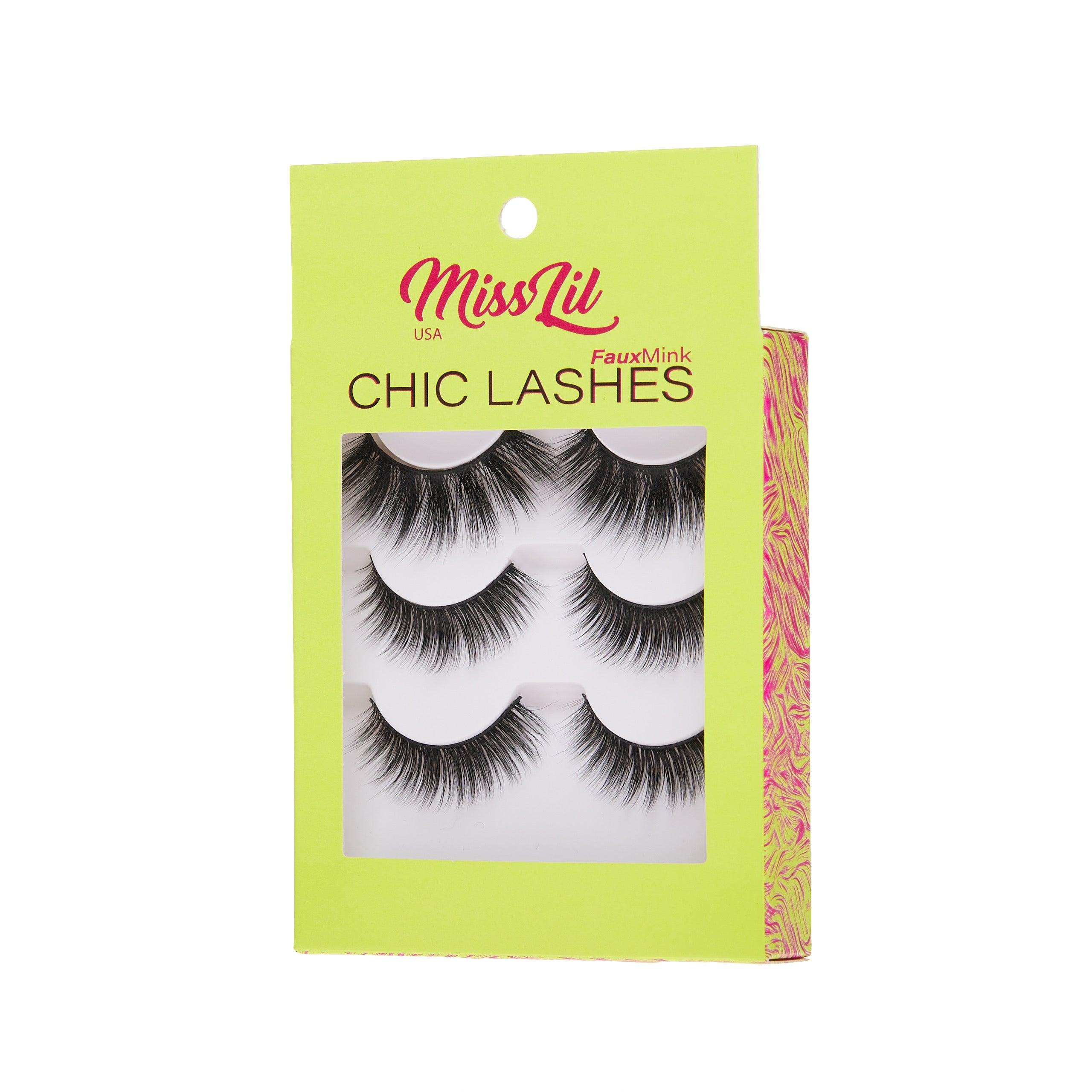 3-Pair Faux Mink Eyelashes - Chic Lashes Collection #32 - Pack of 3 - Miss Lil USA