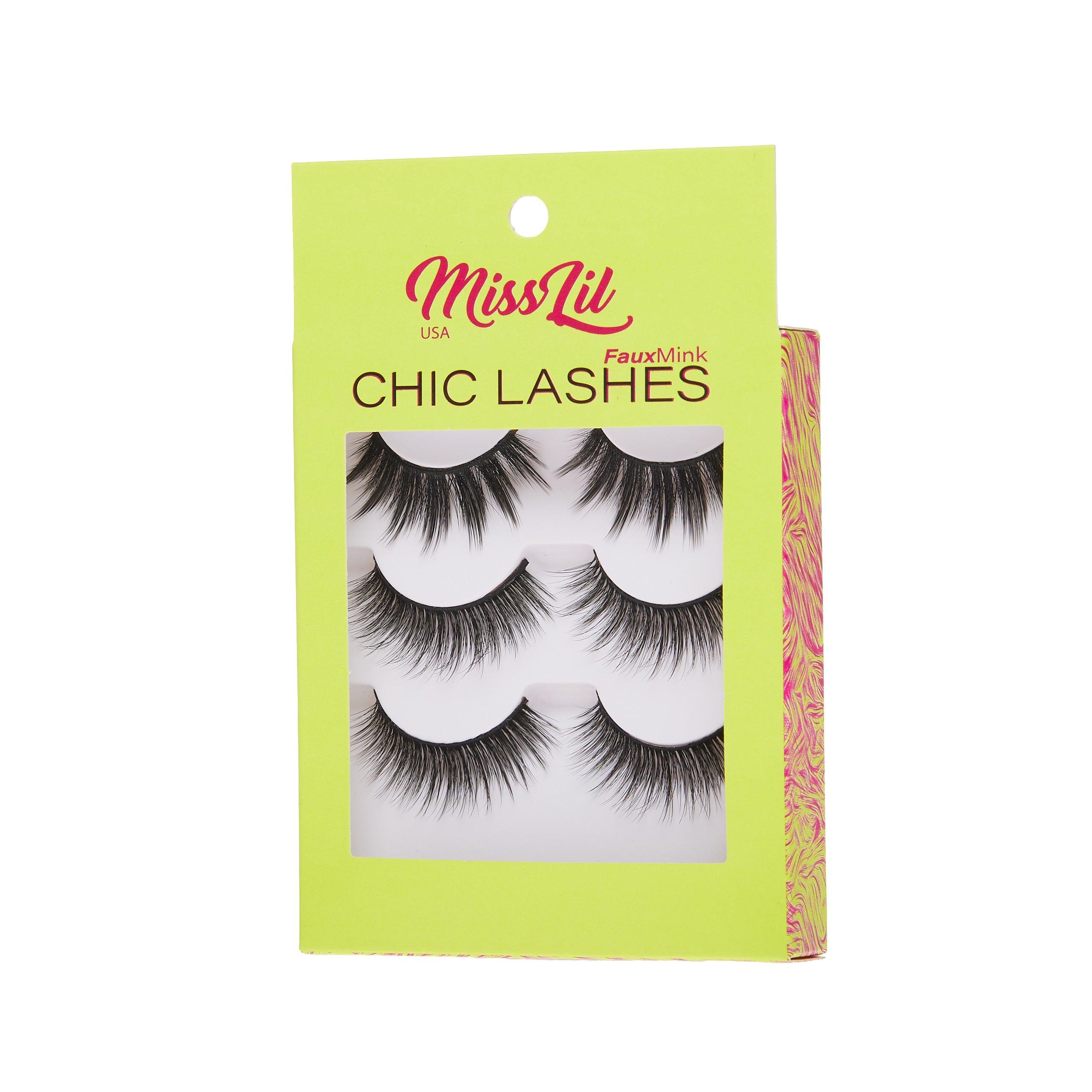 3-Pair Faux Mink Eyelashes - Chic Lashes Collection #33 - Pack of 3 - Miss Lil USA