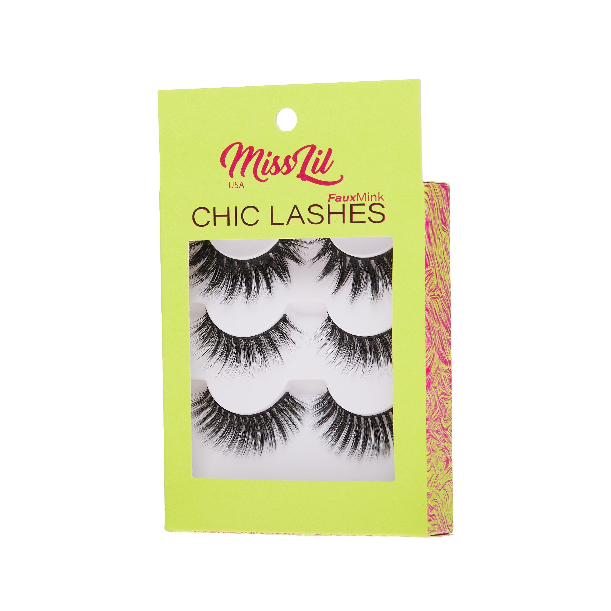 3-Pair Faux Mink Eyelashes - Chic Lashes Collection #35 - Pack of 3 - Miss Lil USA