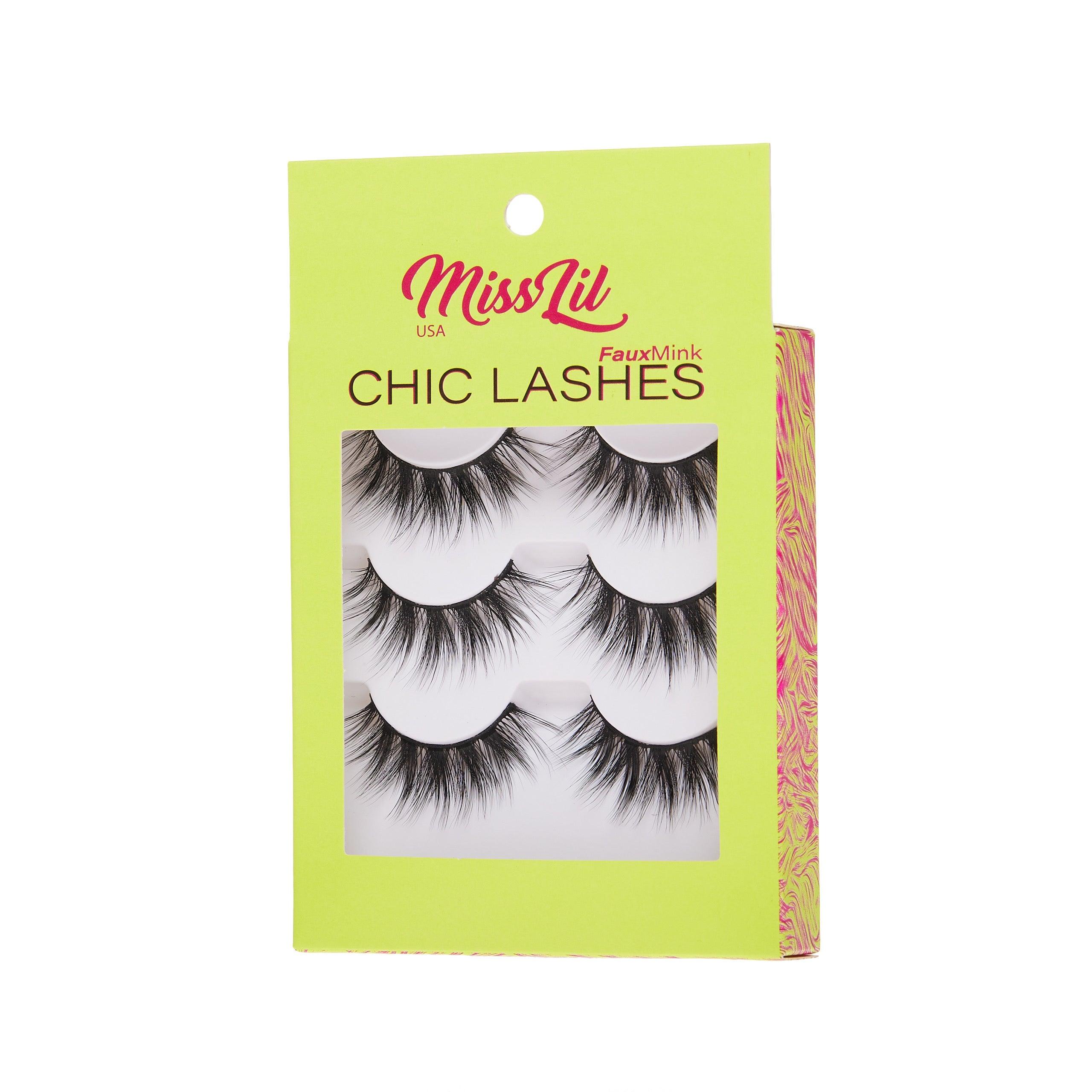 3-Pair Faux Mink Eyelashes - Chic Lashes Collection #36 - Pack of 3 - Miss Lil USA